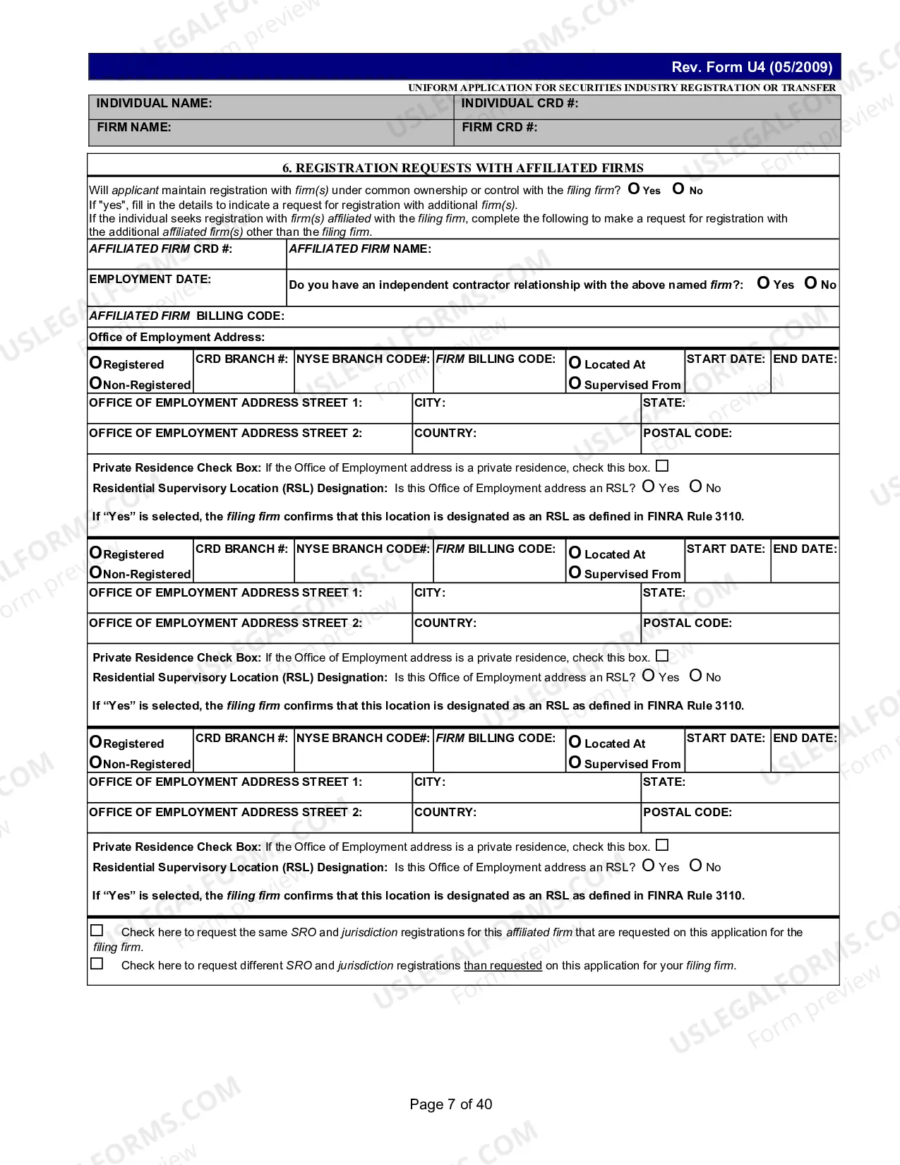 Preview Salesperson Form (U4)