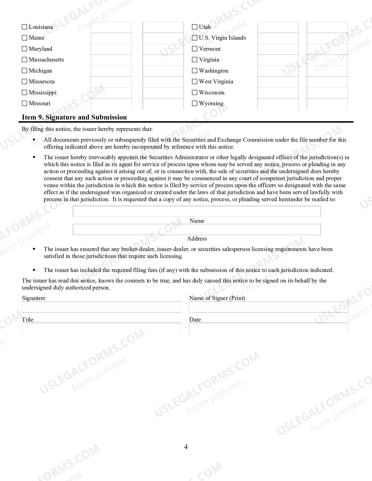 Preview Regulation A - Tier 2 Notice Filing Form
