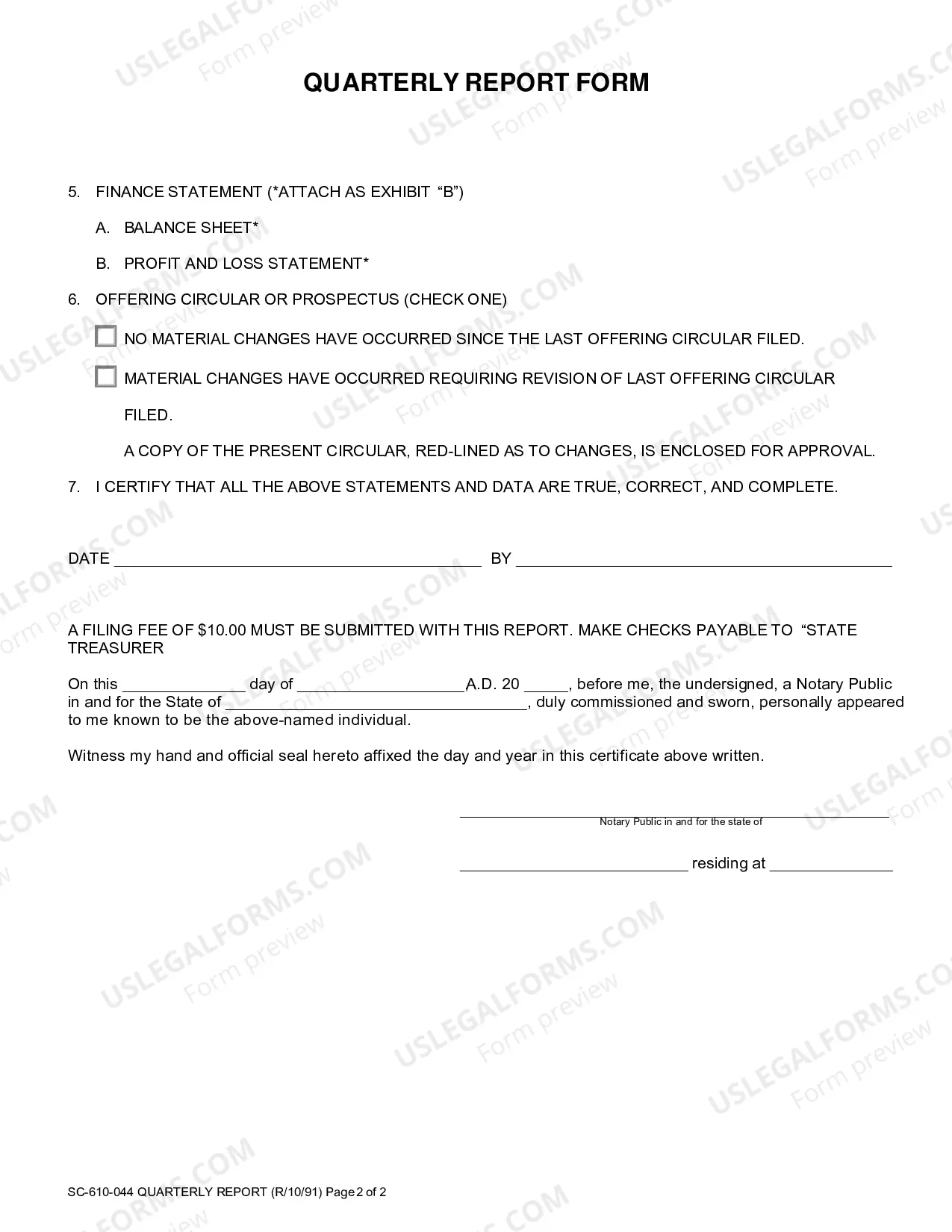 Preview Securities Quarterly Report Form