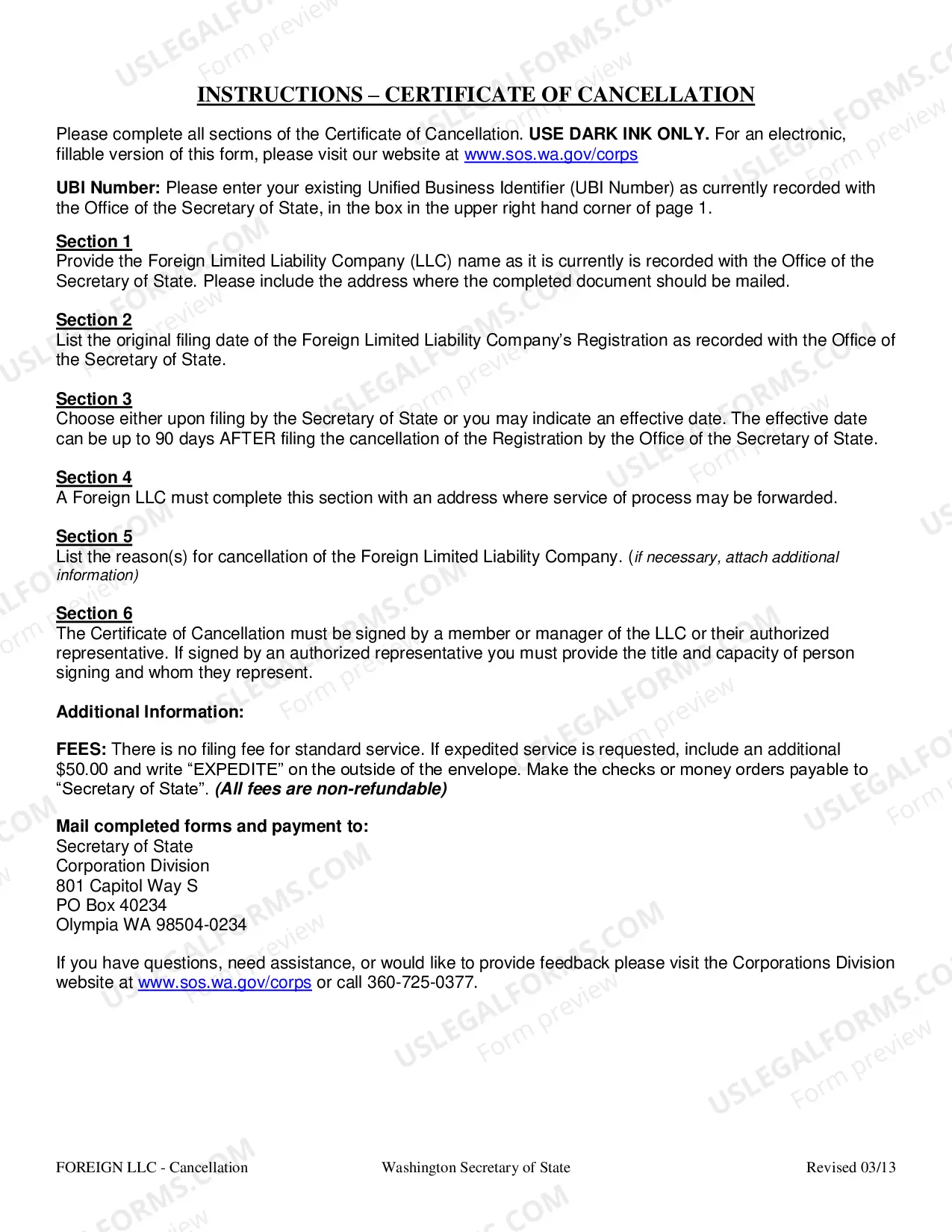 Preview Certificate of Cancellation (Foreign)