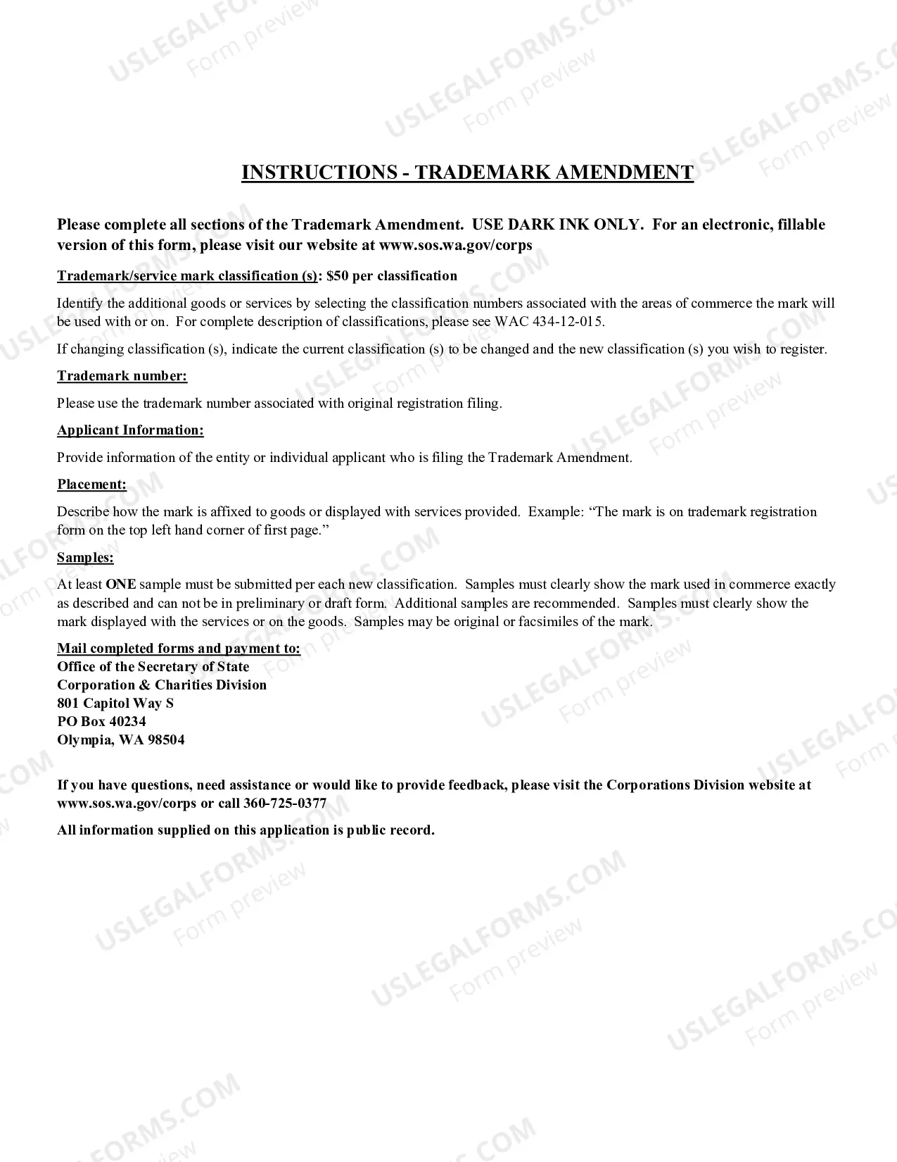 Preview Trademark Amendment
