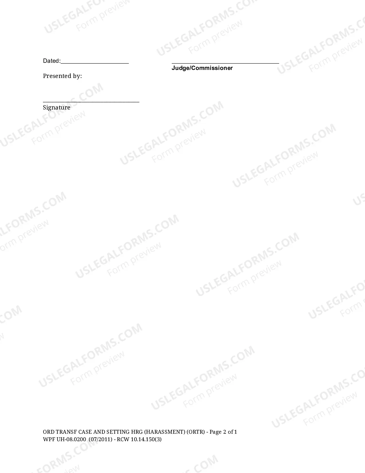 Preview Order Transferring Case And Setting Hearing