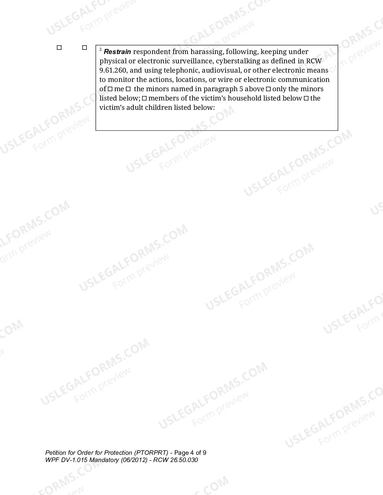 Preview Petition For Order For Protection - Respondent Under Age 18