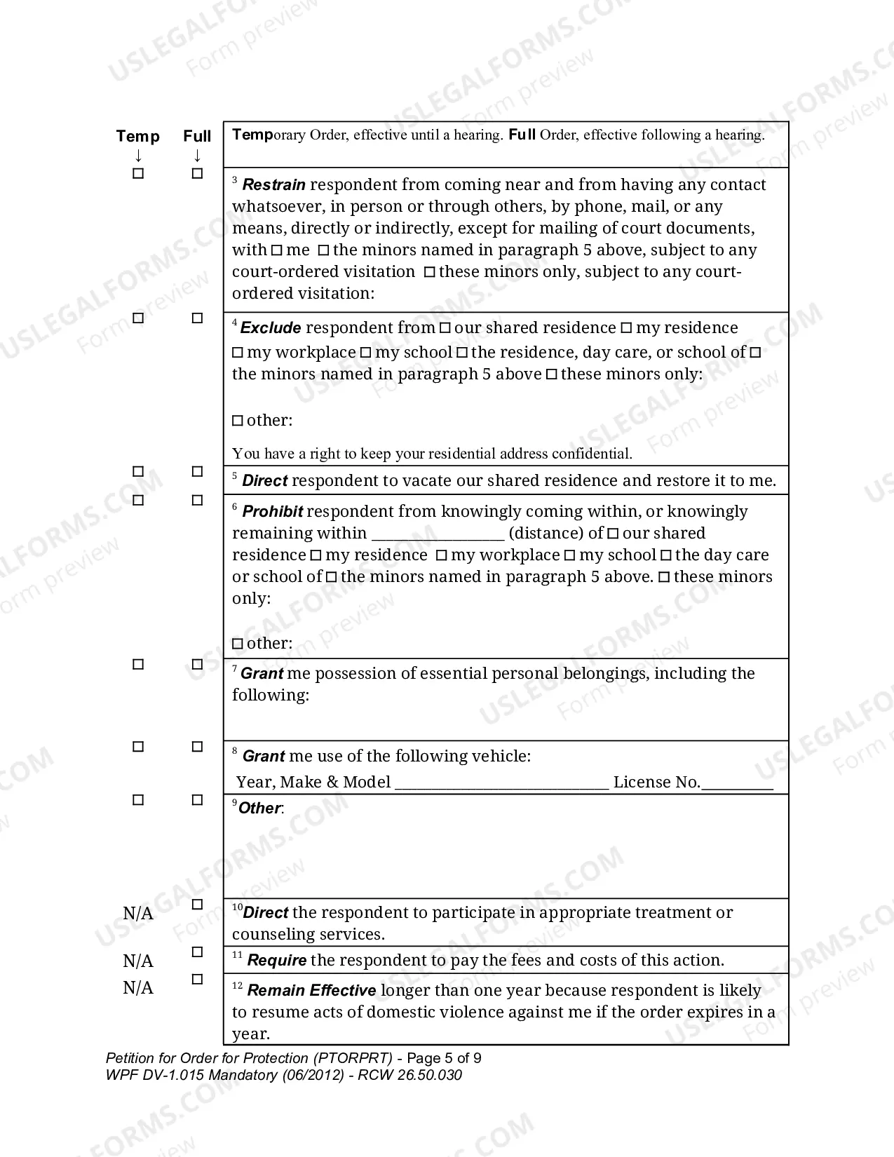Preview Petition For Order For Protection - Respondent Under Age 18