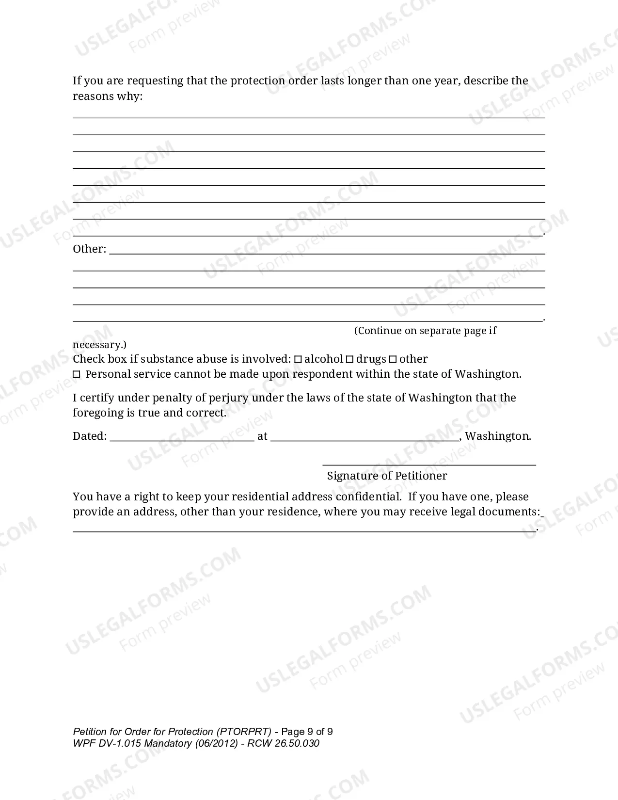 Preview Petition For Order For Protection - Respondent Under Age 18