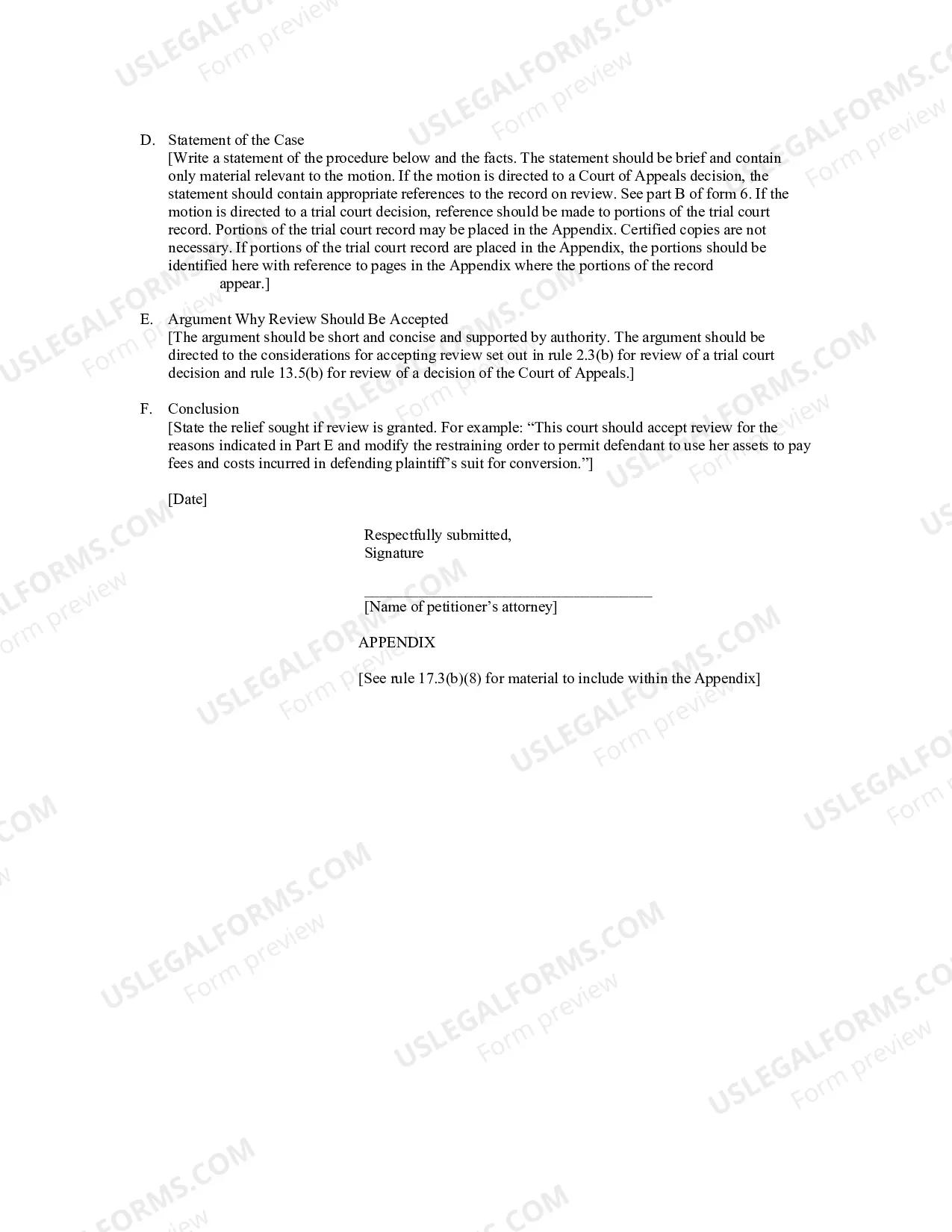 Preview Form 3. Motion for Discretionary Review