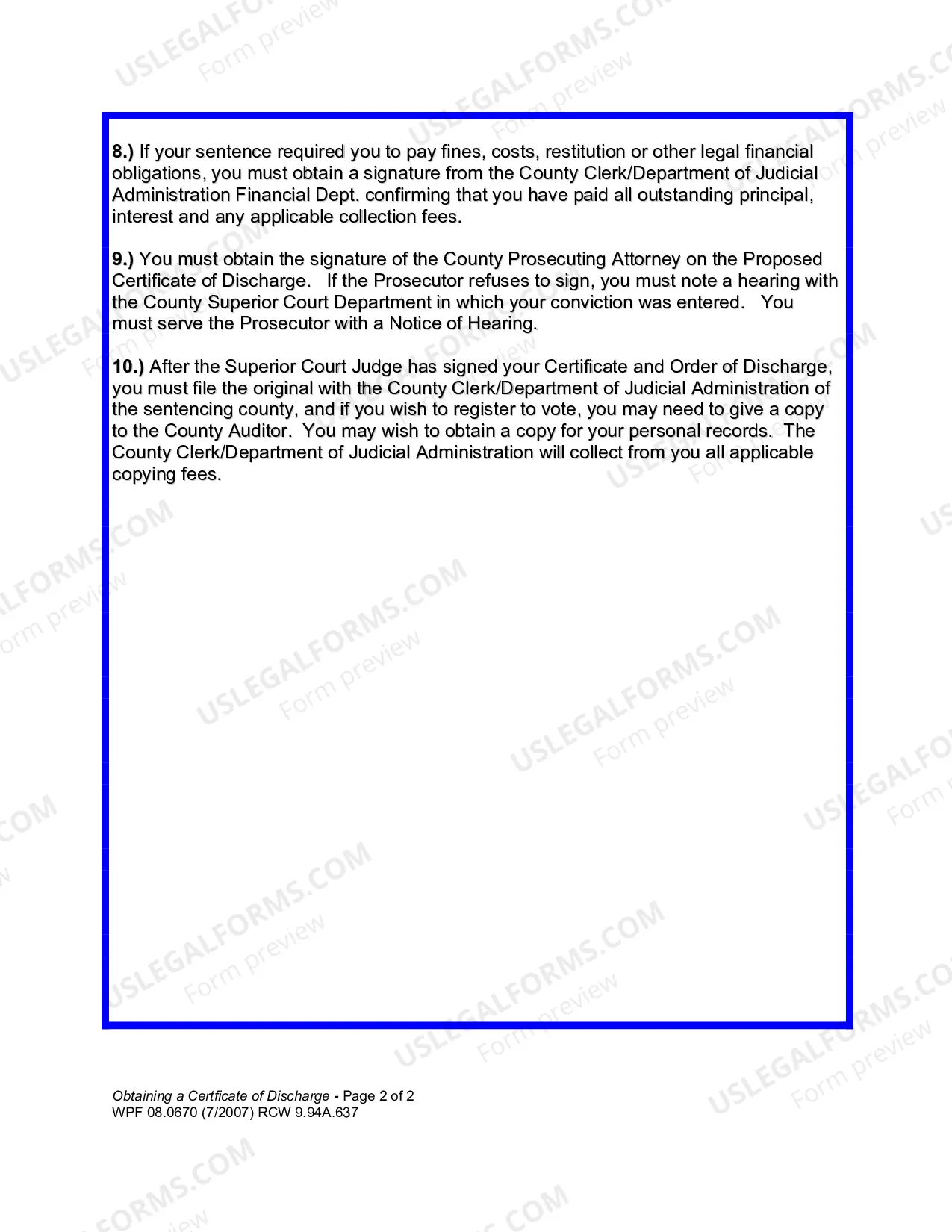 Preview Obtaining a Certificate of Discharge