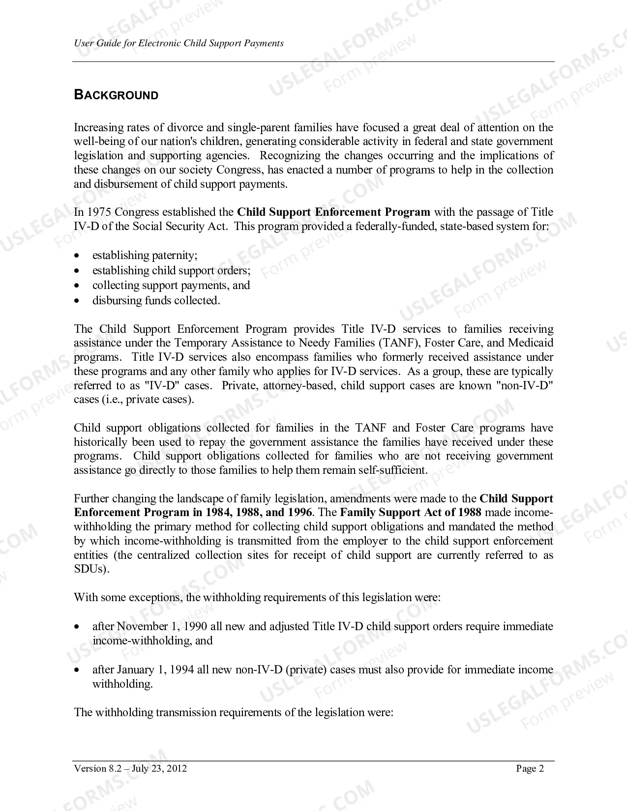 Preview User Guide for Electronic Child Support Payments.