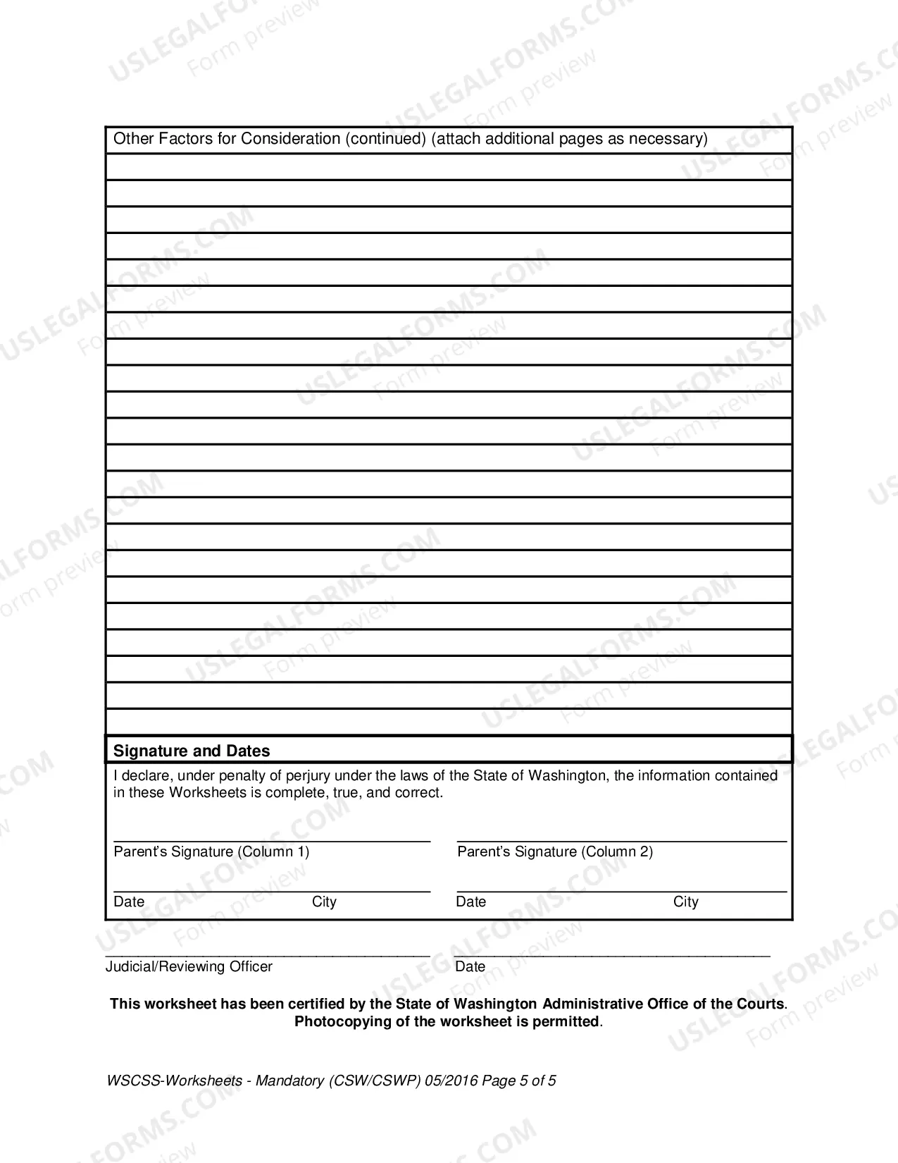Preview Child Support Schedule Worksheet