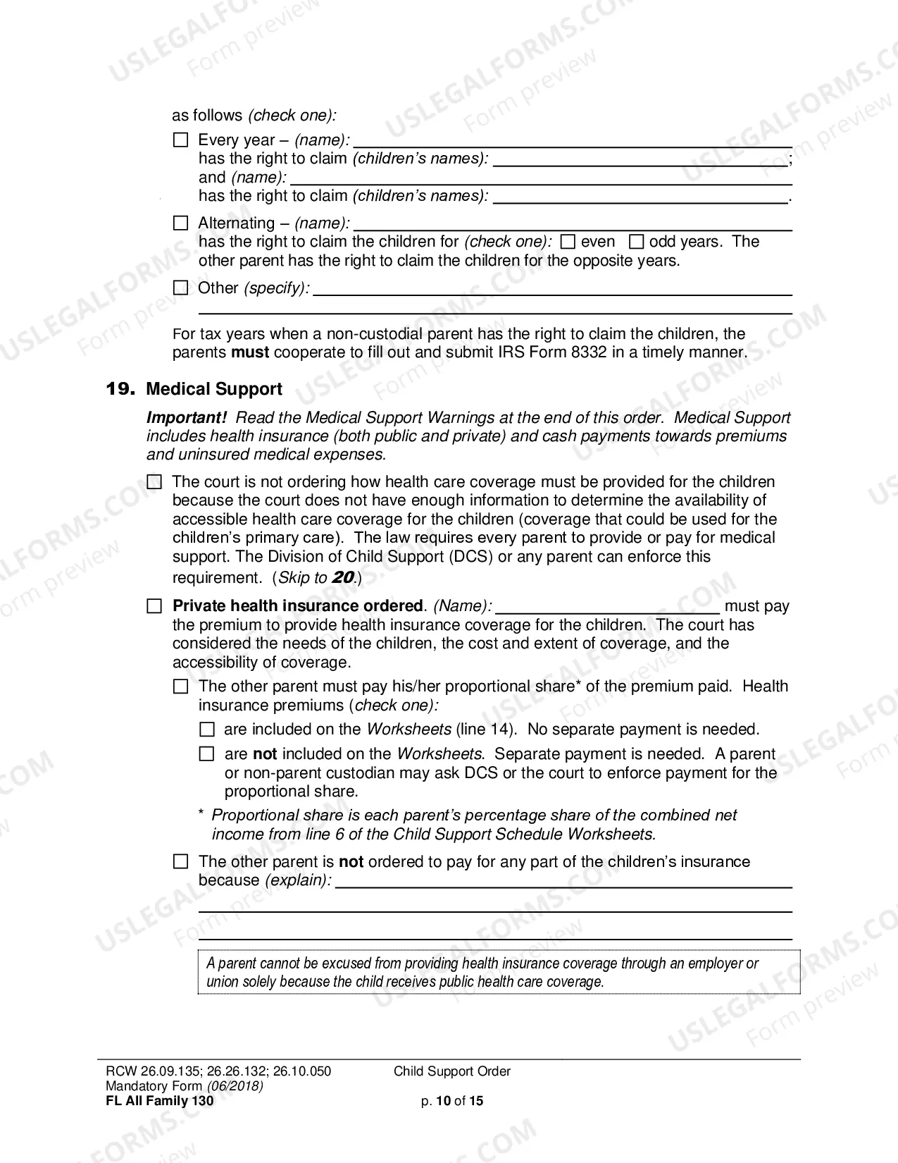 Preview Child Support Order