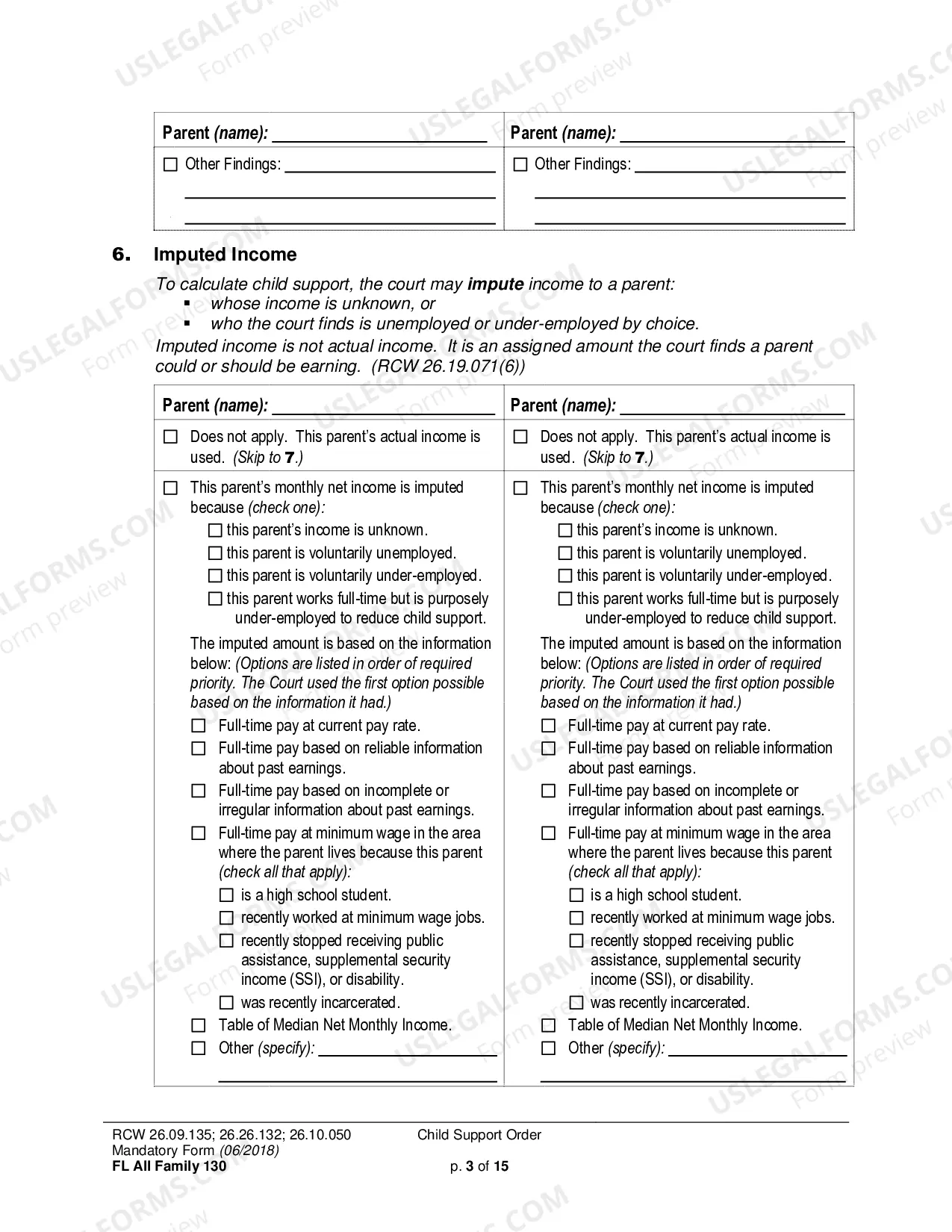 Preview Child Support Order