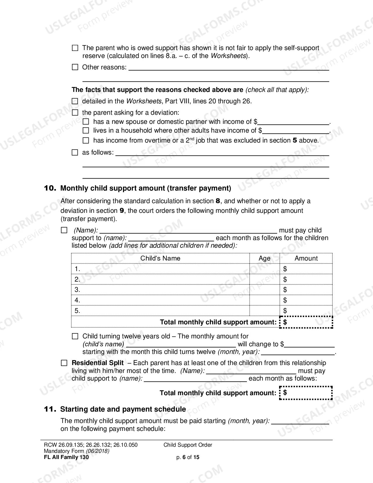Preview Child Support Order