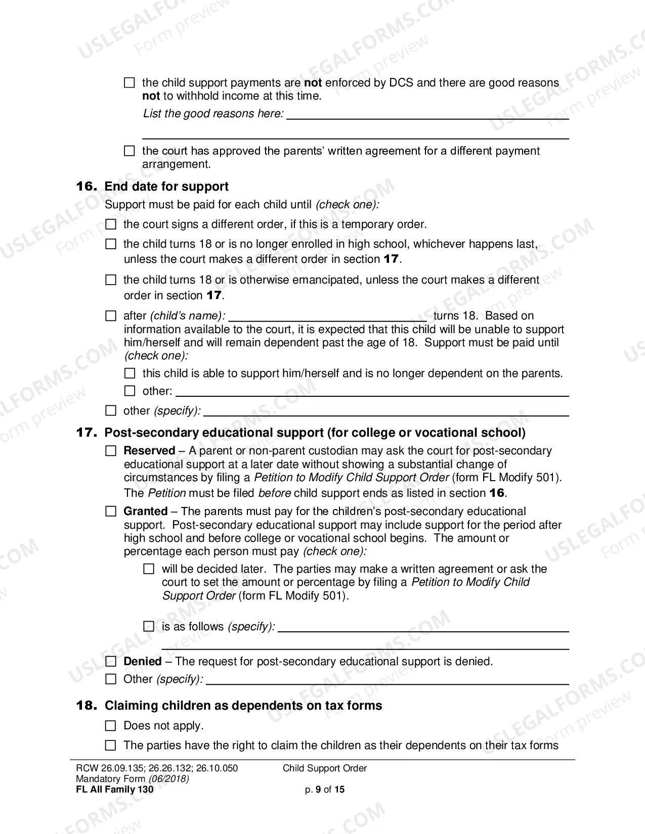 Preview Child Support Order