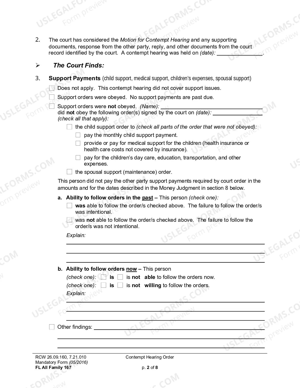 Preview Contempt Hearing Order