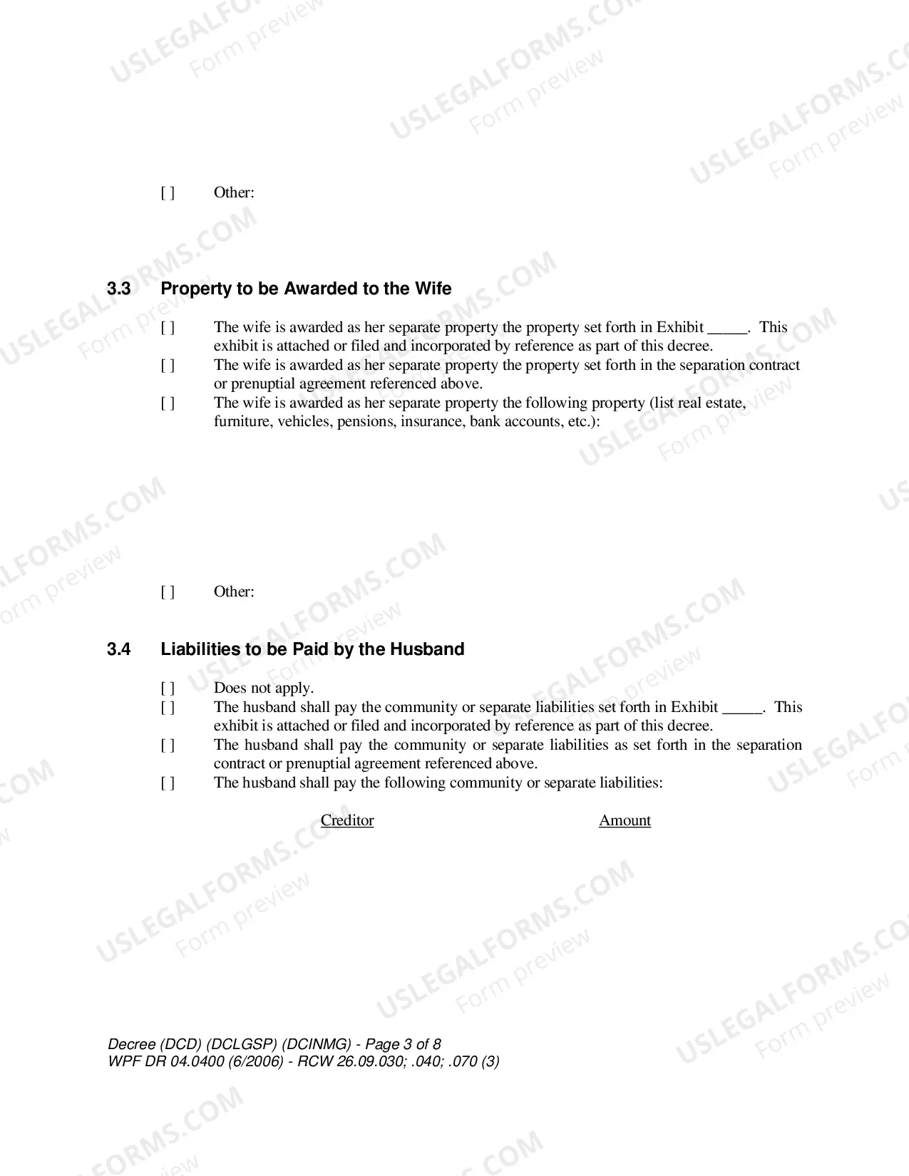 Preview Decree of Dissolution-Legal Separation - Declaration Concerning Validity (Of Marriage)