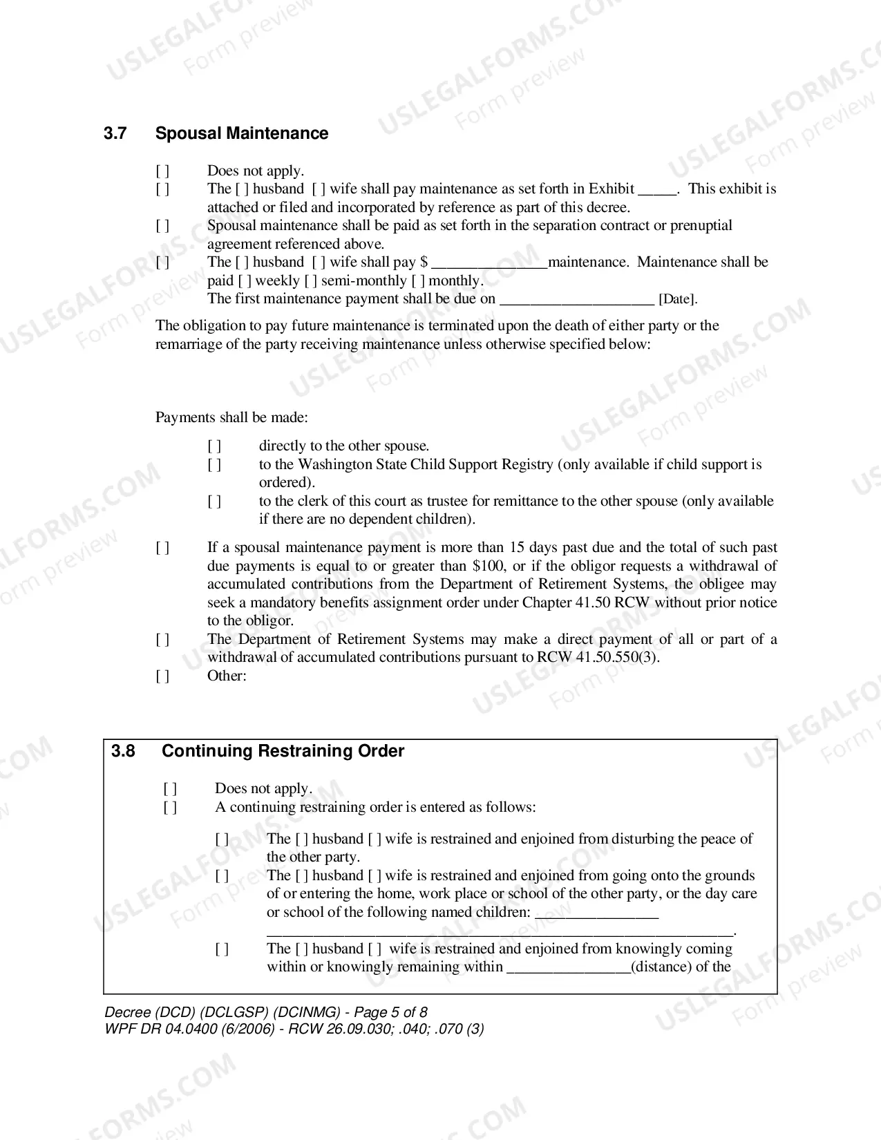 Preview Decree of Dissolution-Legal Separation - Declaration Concerning Validity (Of Marriage)