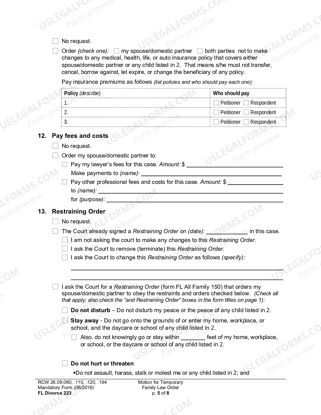 Preview Motion For Temporary Family Law Order