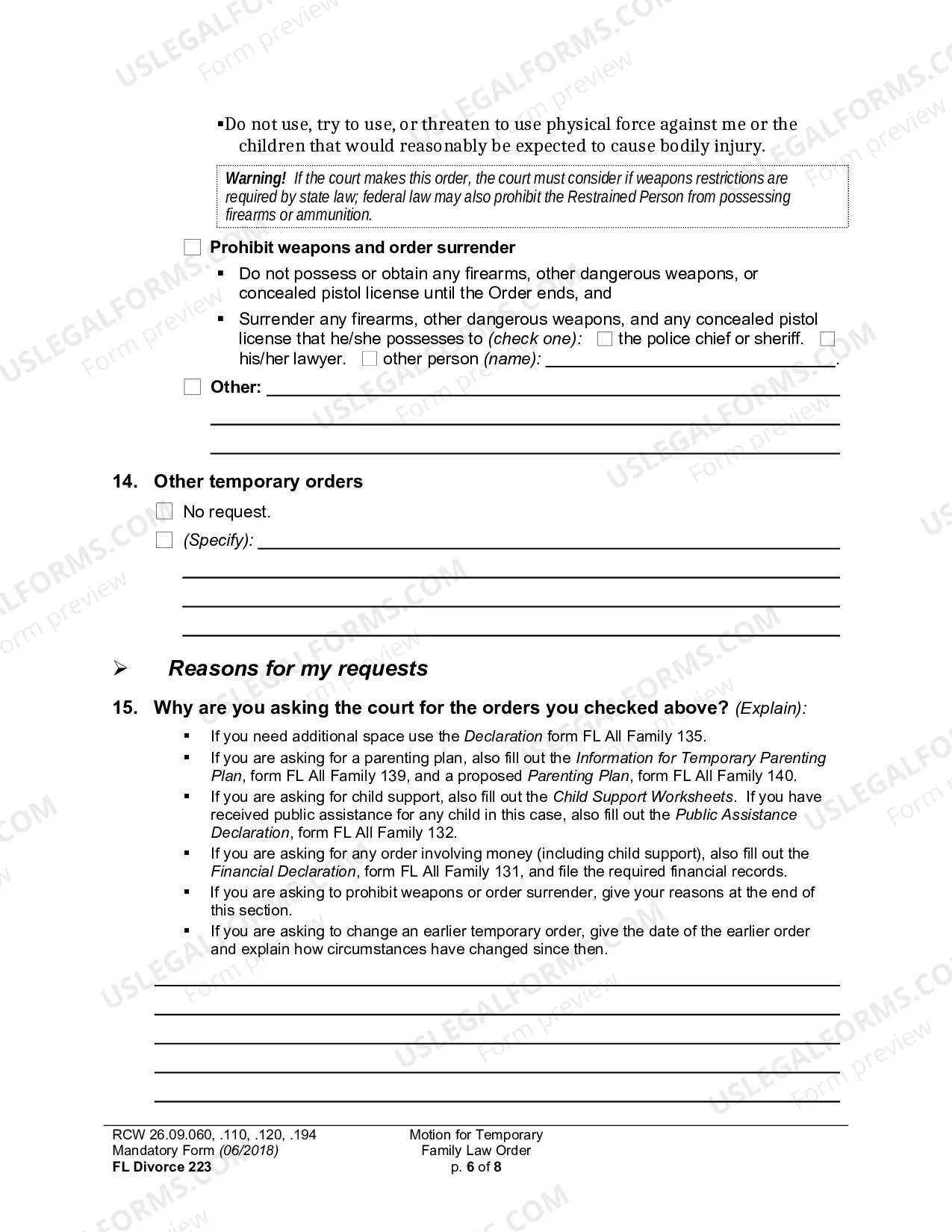Preview Motion For Temporary Family Law Order