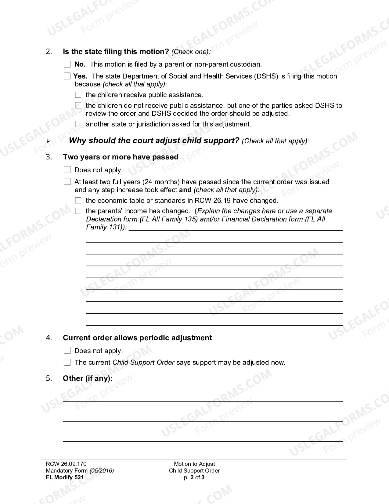 Preview Motion To Adjust Child Support Order