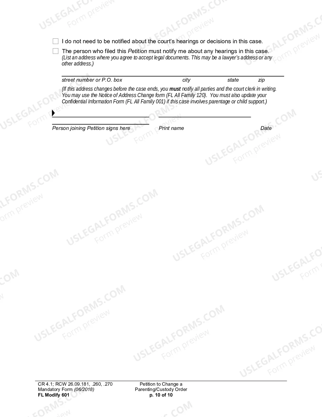 Preview Petition To Change A Parenting Plan, Residential Schedule Or Custody Order