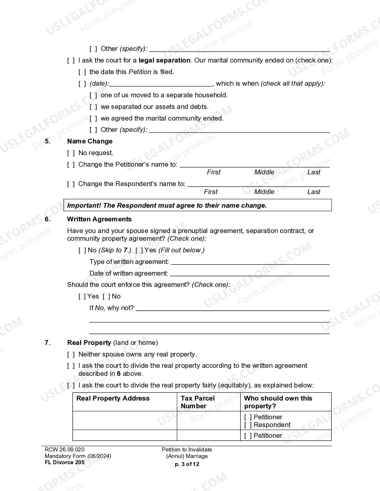 Preview Petition To Invalidate (Annul) Marriage