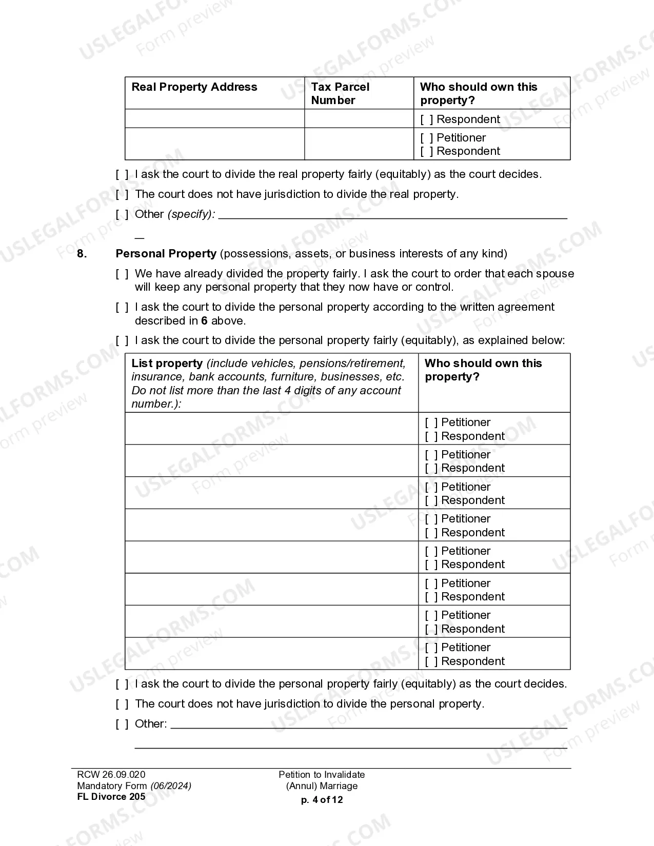 Preview Petition To Invalidate (Annul) Marriage