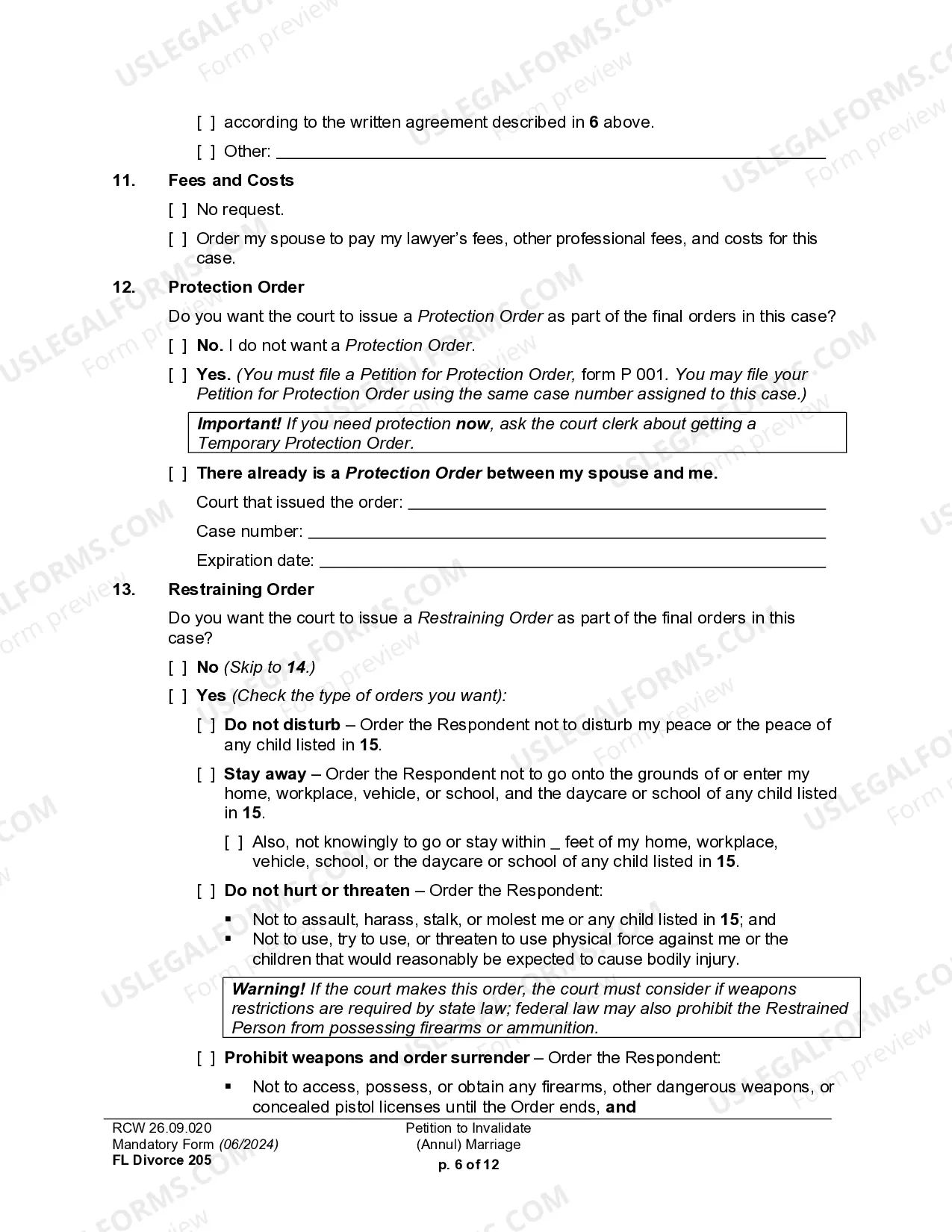 Preview Petition To Invalidate (Annul) Marriage