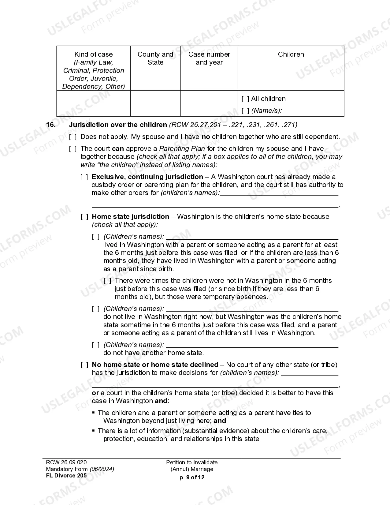 Preview Petition To Invalidate (Annul) Marriage