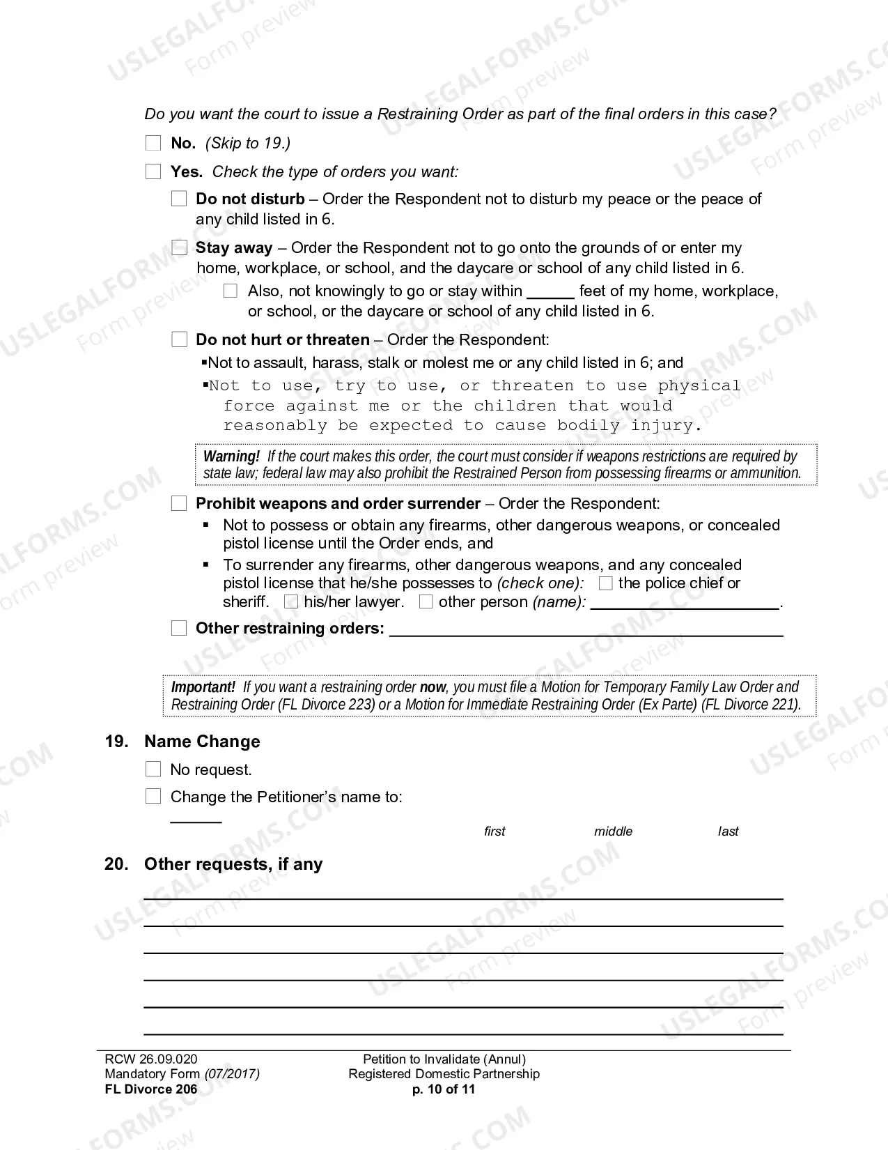 Preview Petition To Invalidate (Annul) Registered Domestic Partnership