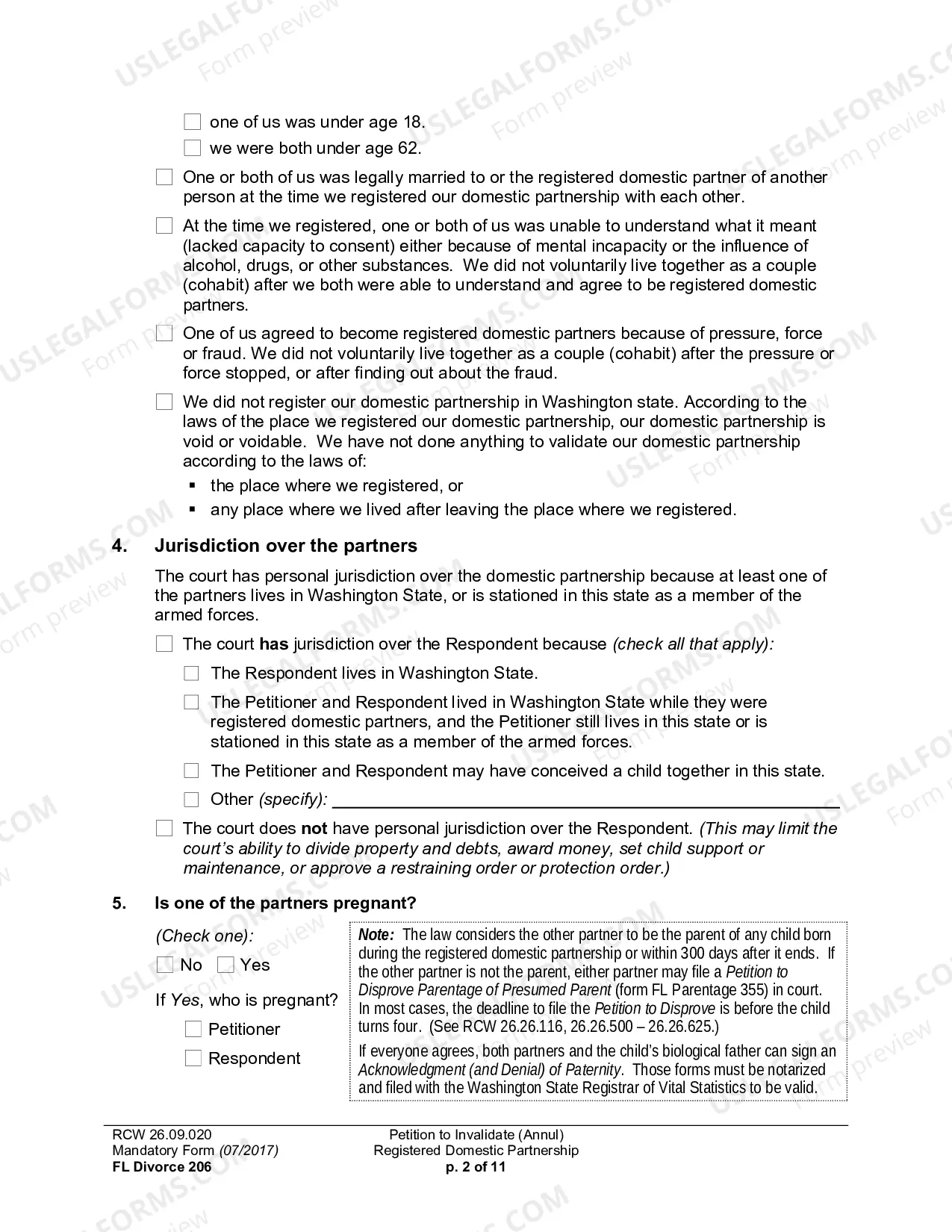 Preview Petition To Invalidate (Annul) Registered Domestic Partnership