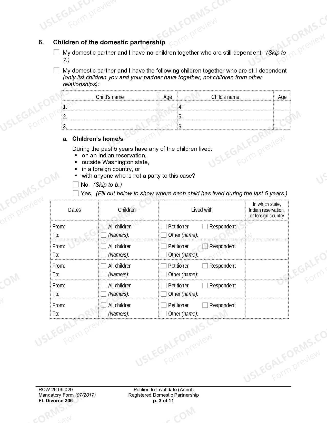 Preview Petition To Invalidate (Annul) Registered Domestic Partnership