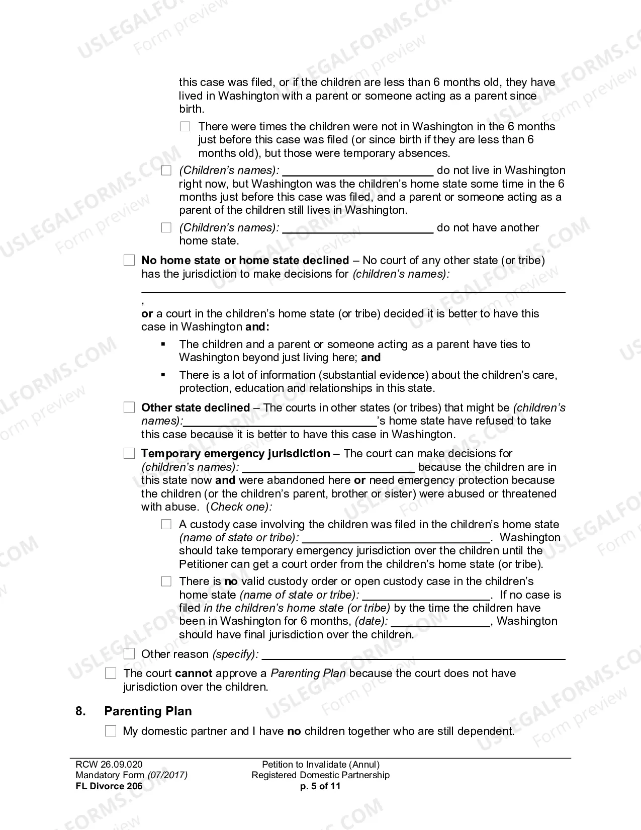 Preview Petition To Invalidate (Annul) Registered Domestic Partnership