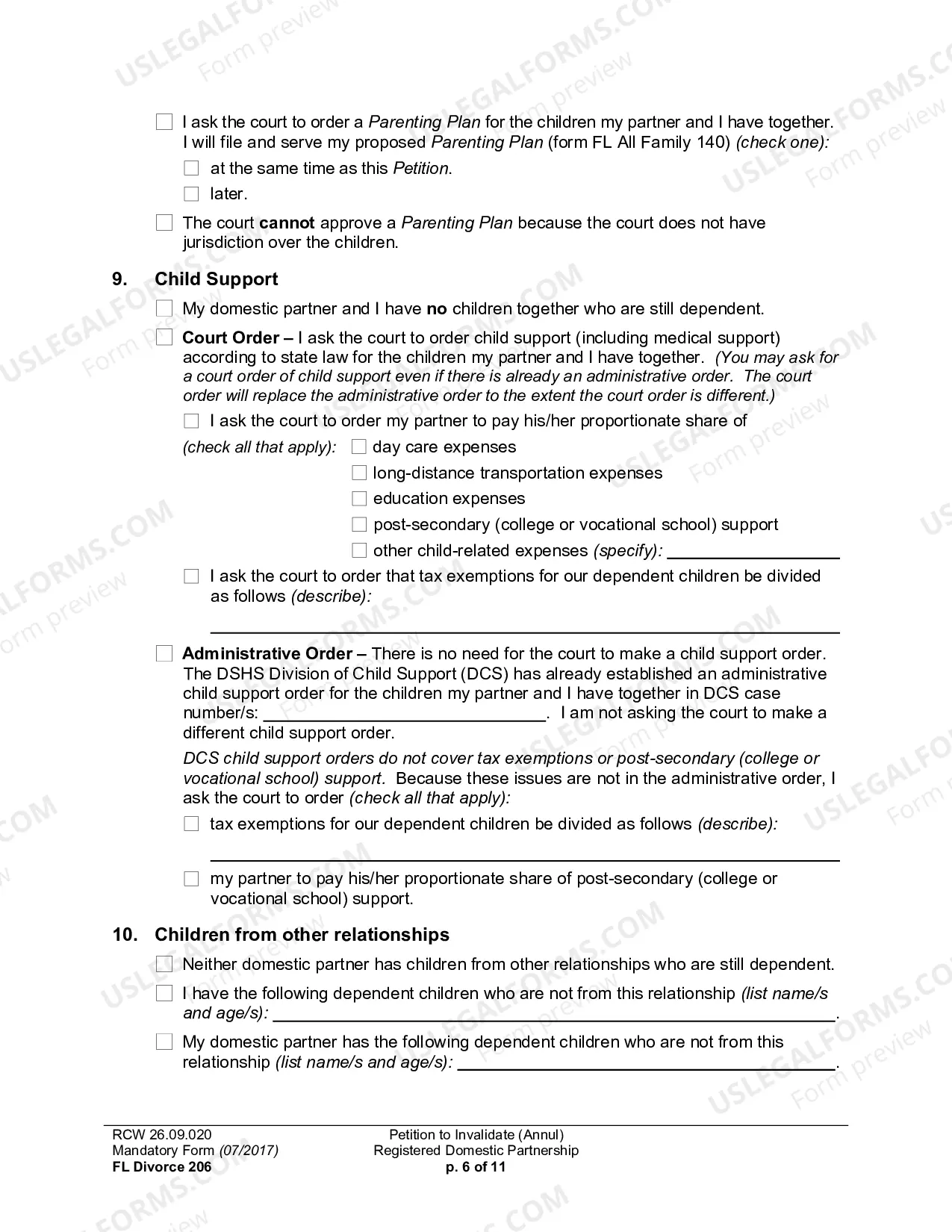 Preview Petition To Invalidate (Annul) Registered Domestic Partnership