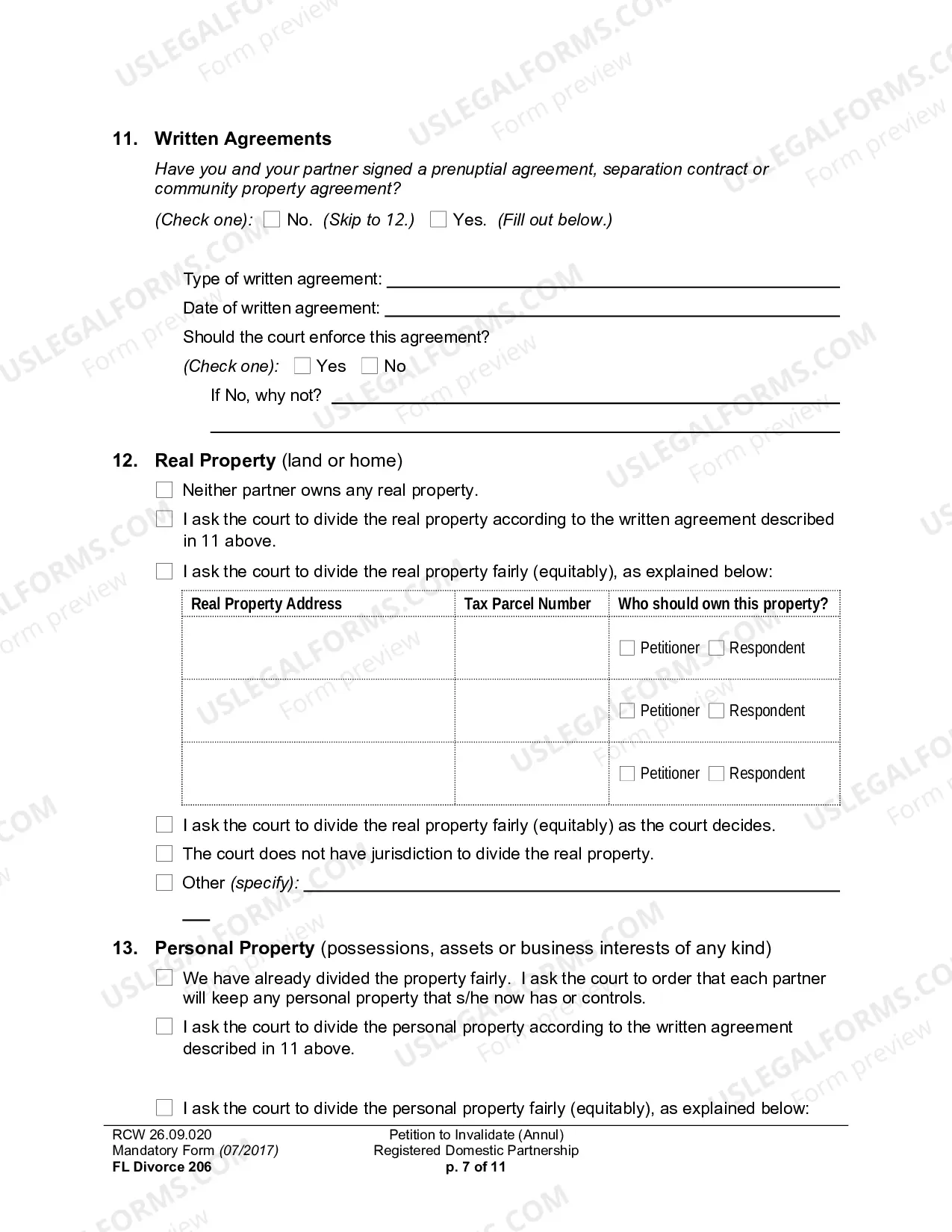 Preview Petition To Invalidate (Annul) Registered Domestic Partnership