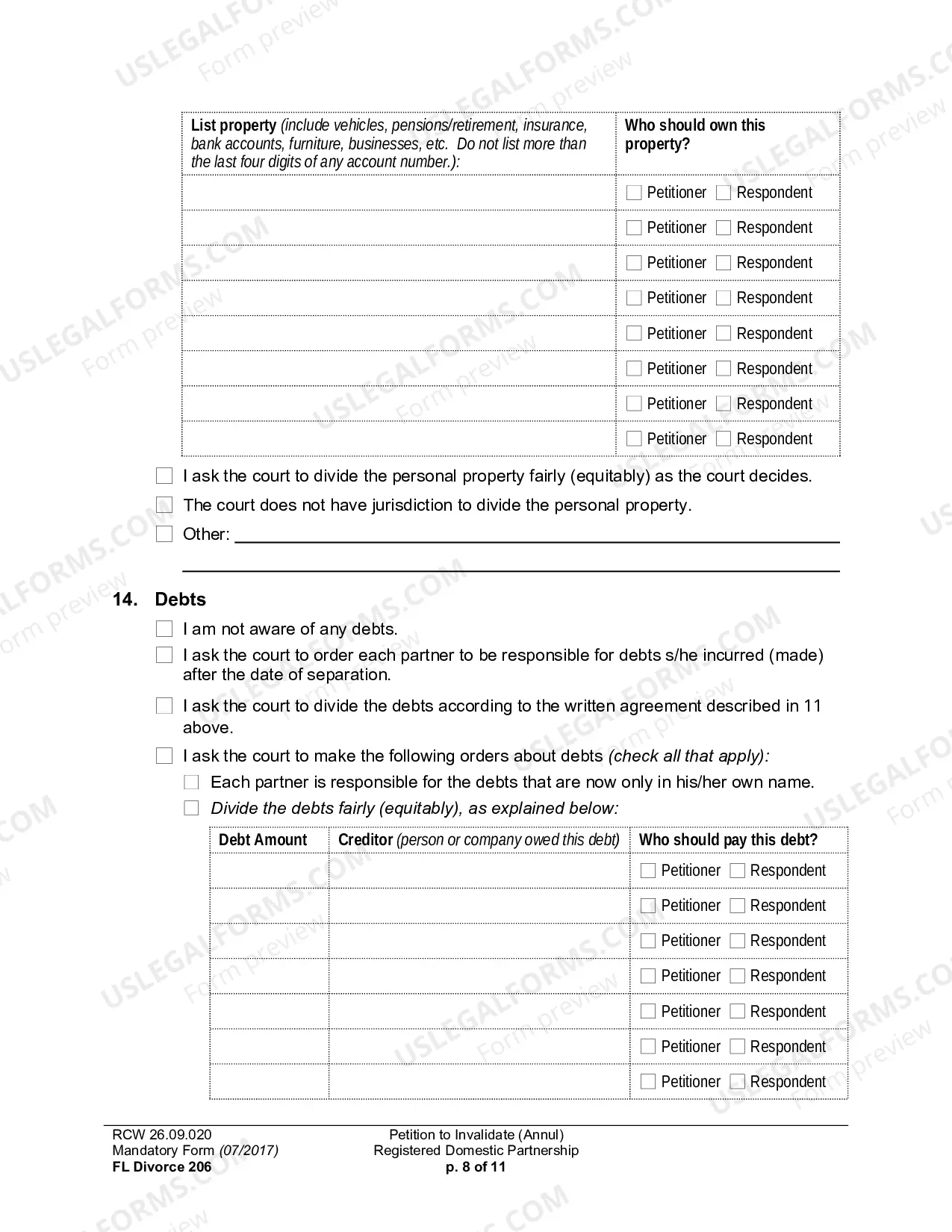Preview Petition To Invalidate (Annul) Registered Domestic Partnership