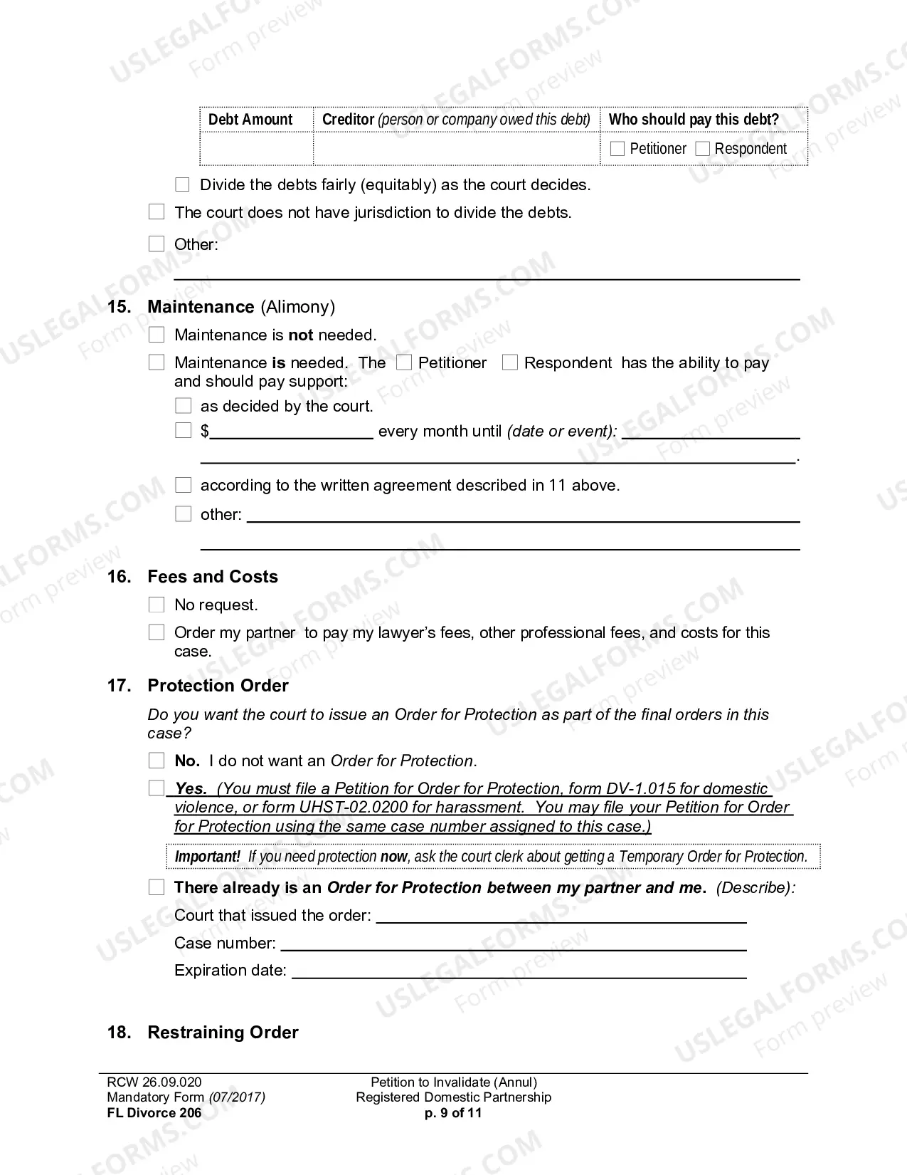 Preview Petition To Invalidate (Annul) Registered Domestic Partnership
