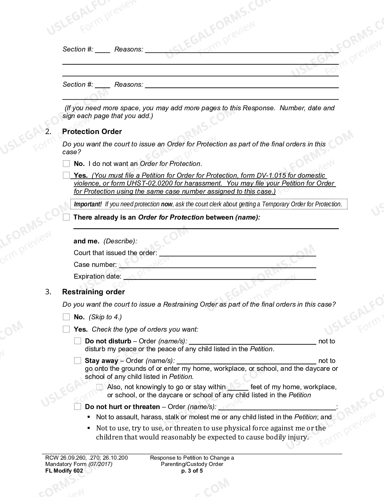 Preview Response To Petition To Change A Parenting Plan
