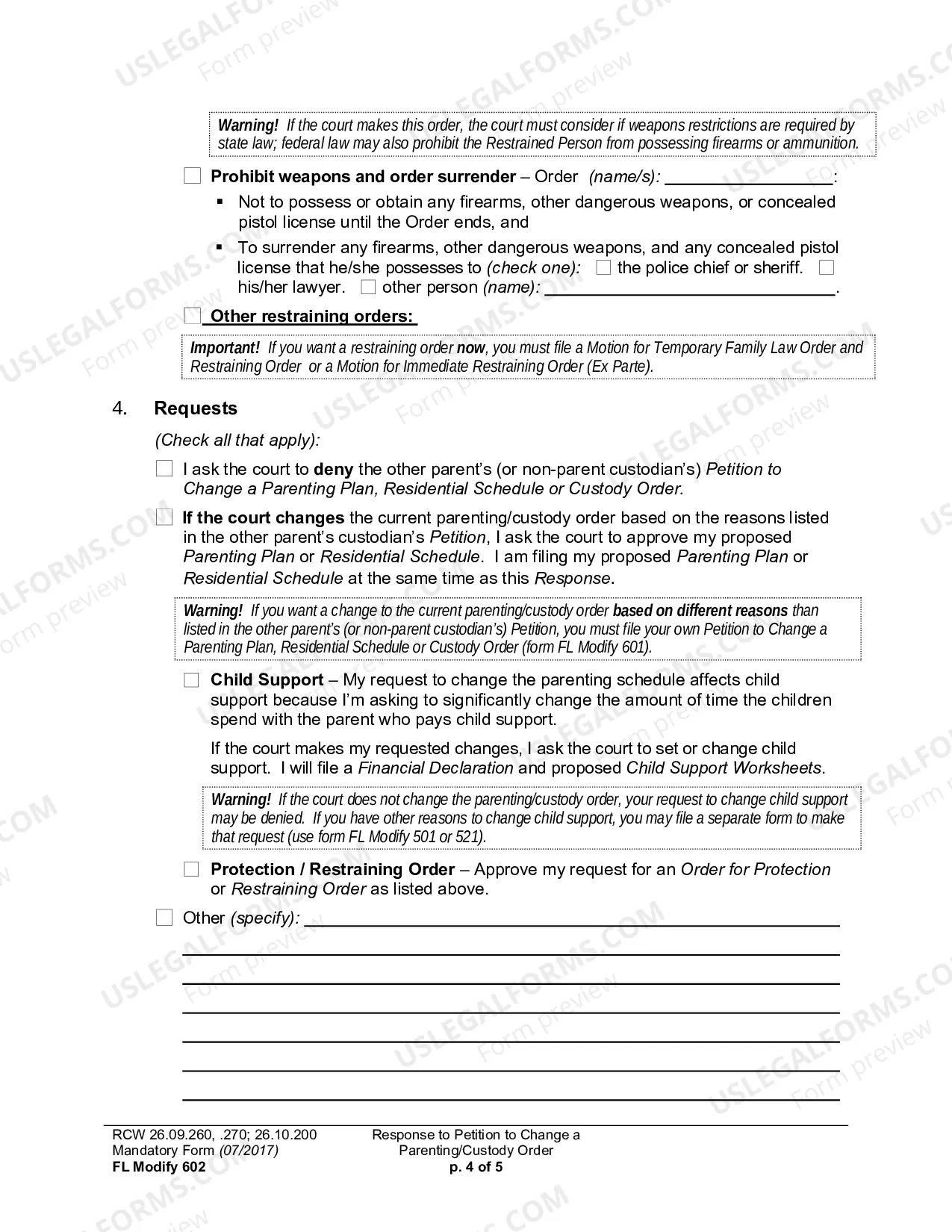 Preview Response To Petition To Change A Parenting Plan