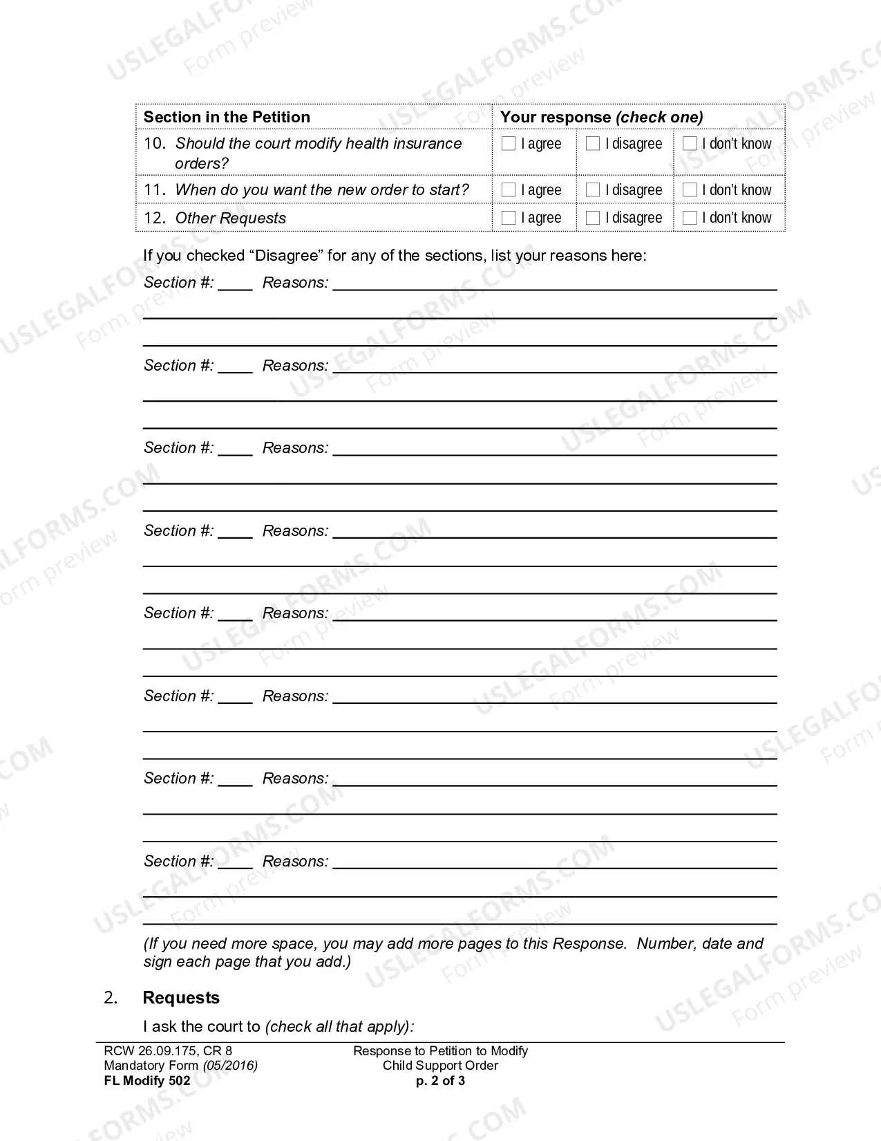 Preview Response To Petition To Modify Child Support Order