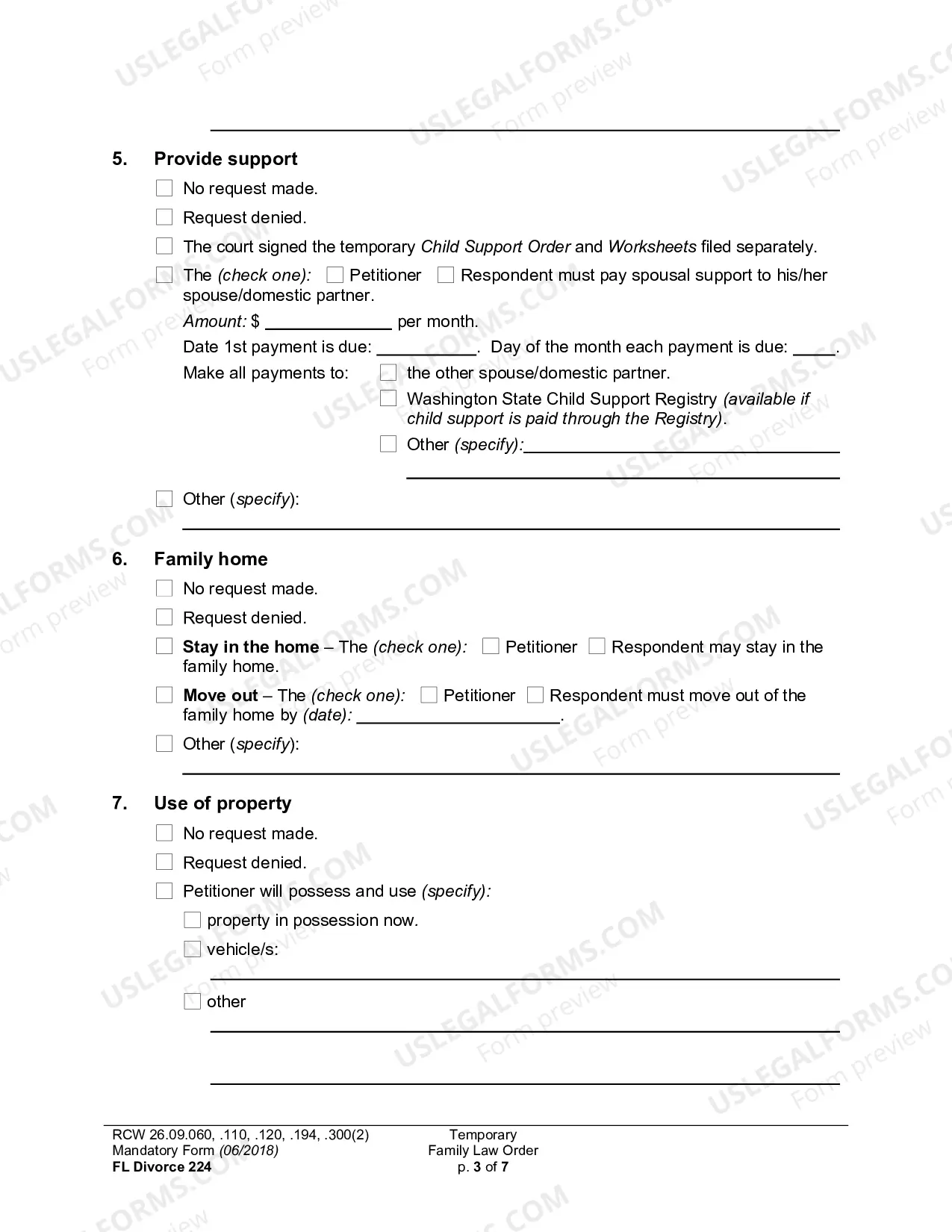 Preview Temporary Family Law Order