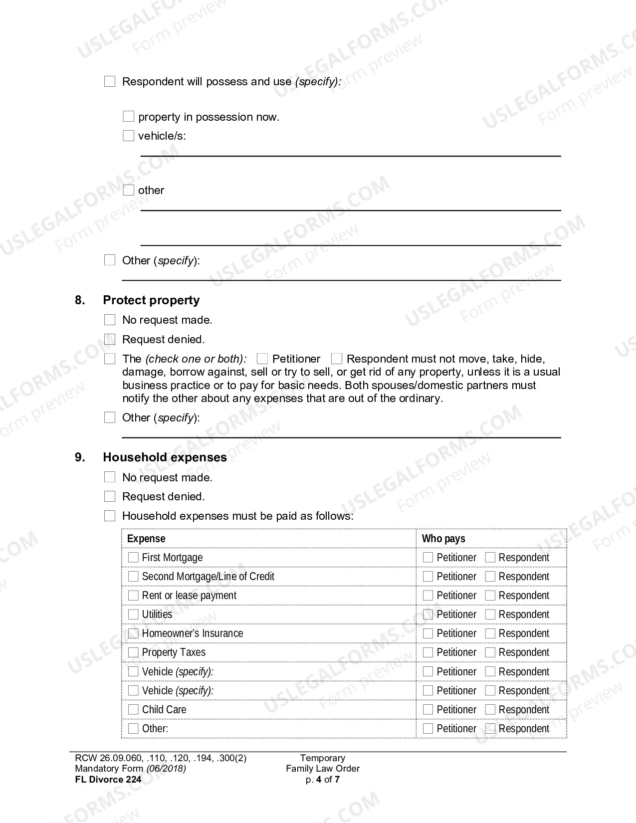 Preview Temporary Family Law Order