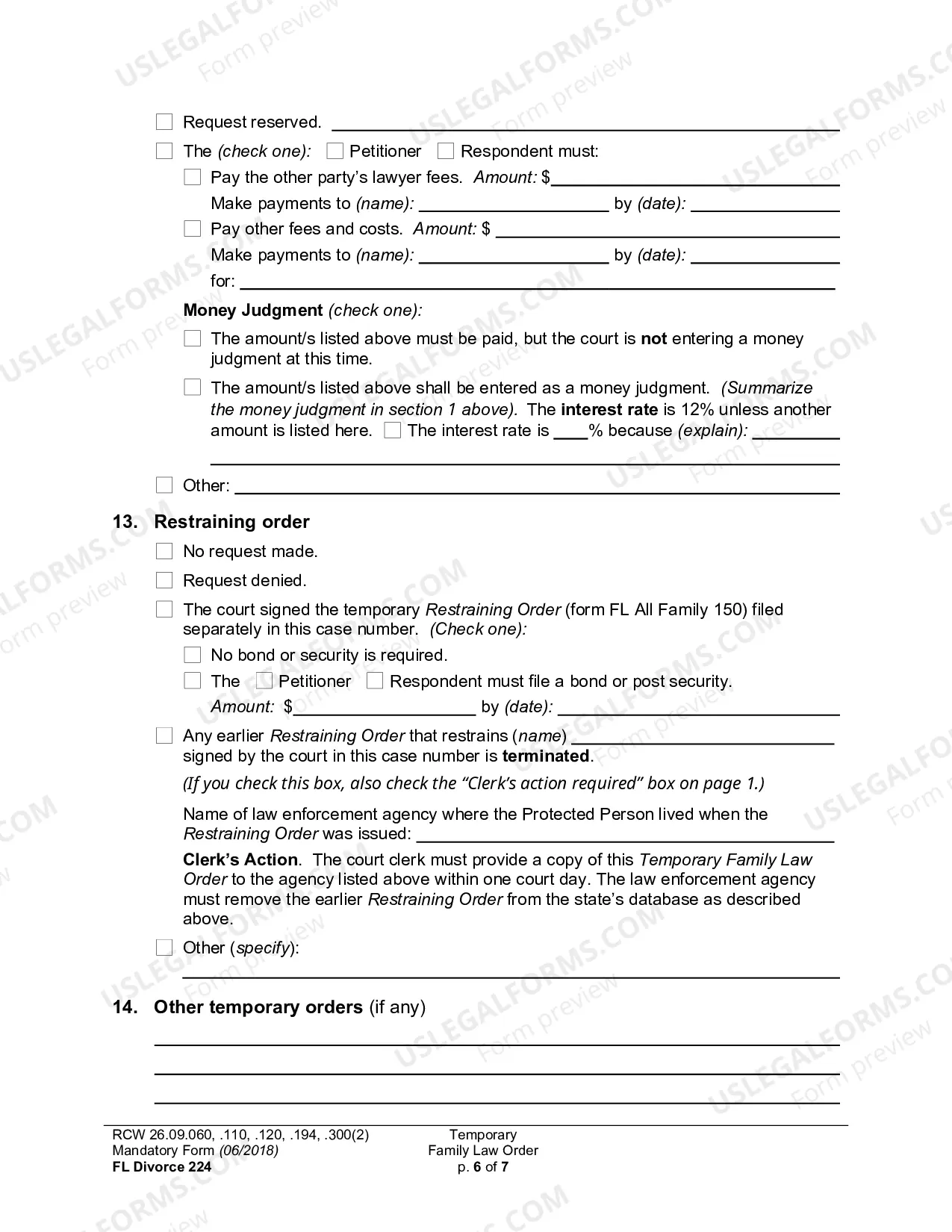 Preview Temporary Family Law Order