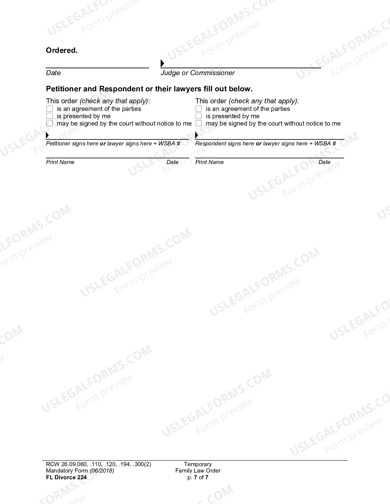 Preview Temporary Family Law Order