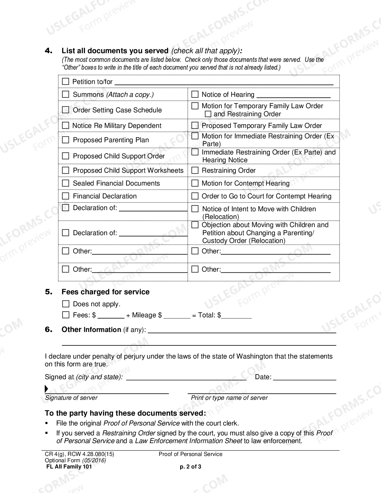 Preview Proof of Personal Service