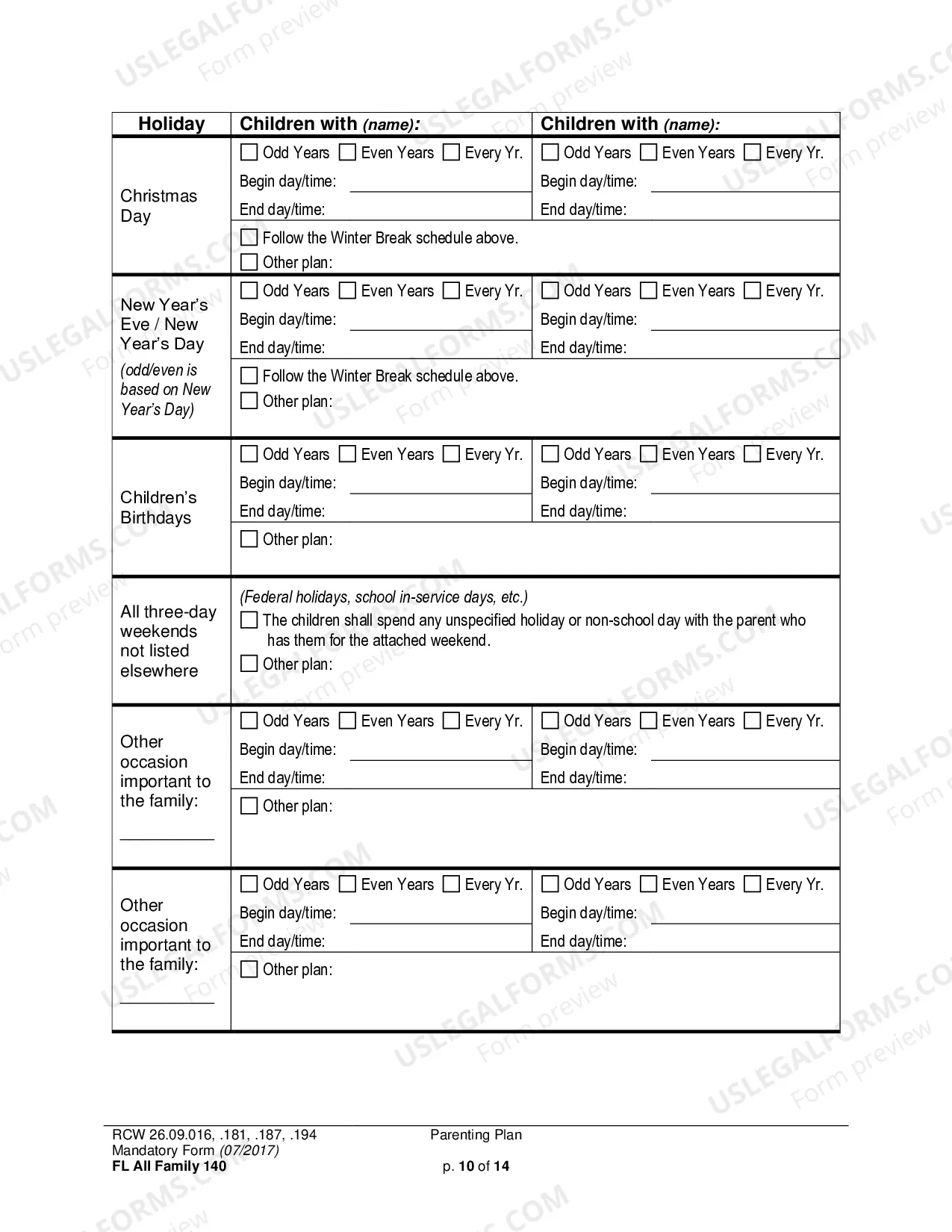 Preview Parenting Plan