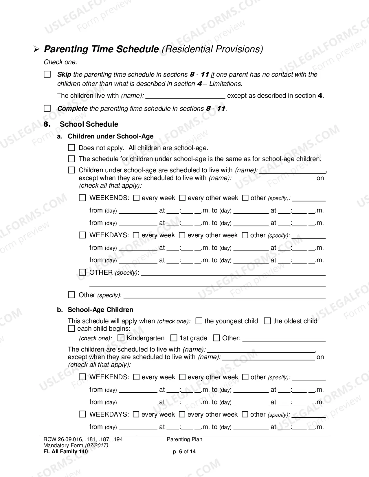 Preview Parenting Plan