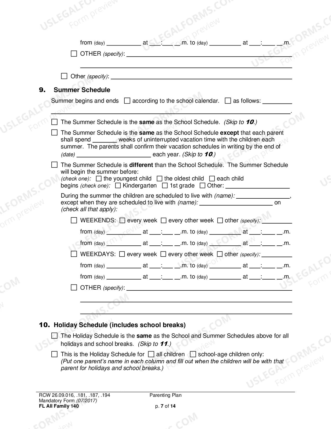 Preview Parenting Plan