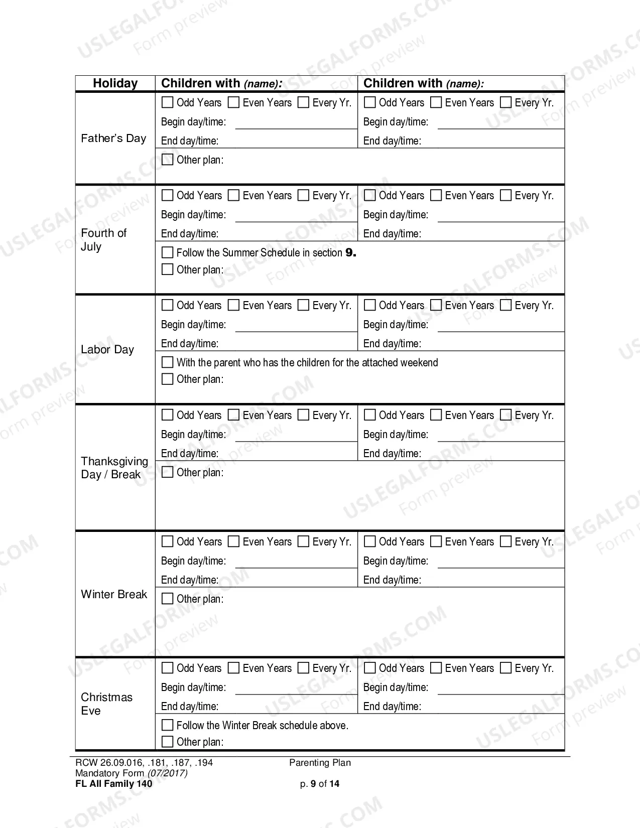 Preview Parenting Plan