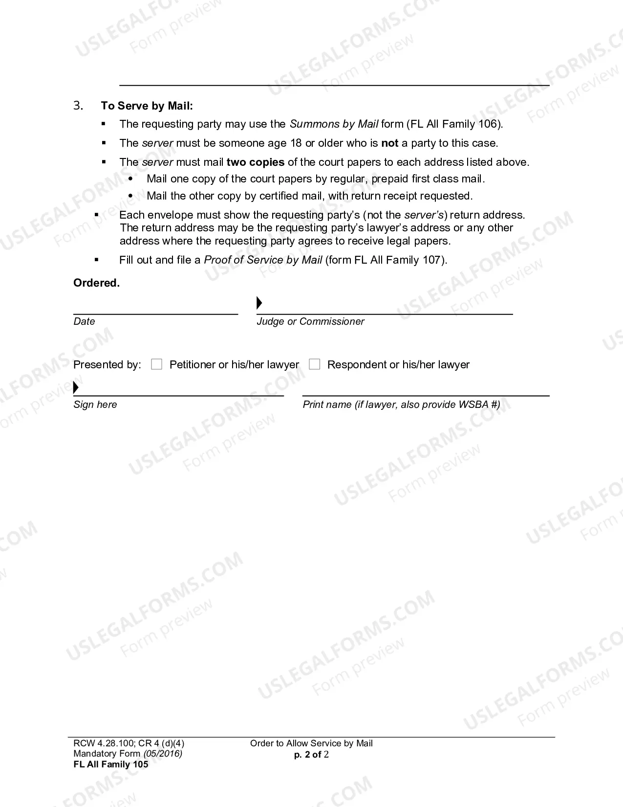 Preview Order To Allow Service By Mail