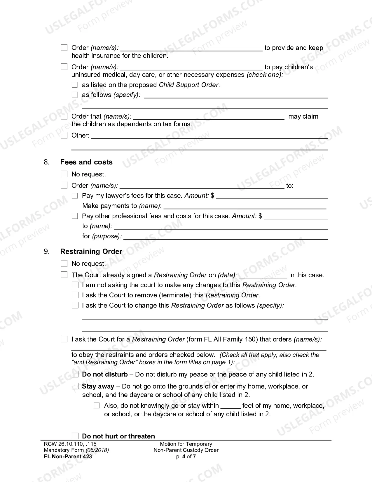 Preview Motion For Temporary Non-Parent Custody Order